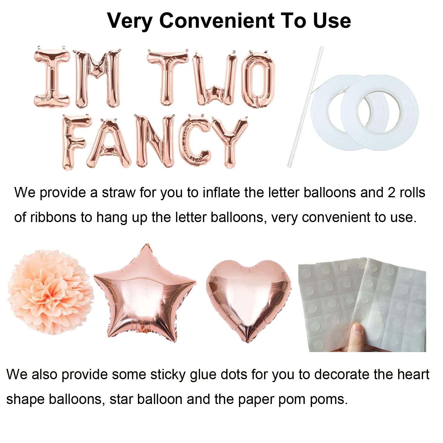 Im Two Fancy Birthday Decorations Set - 2nd Birthday Party Supplies for Girls & Boys - Backdrop, Banner & Balloons Kit - Perfect for Toddler's Second Birthday Celebration & Photo Shoots