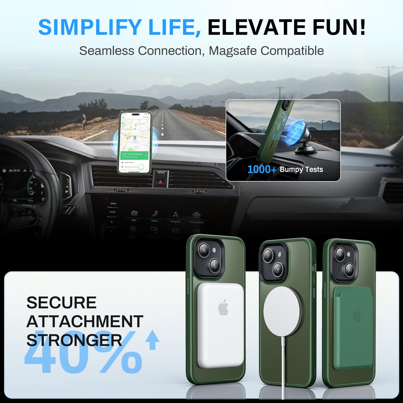 Degeca Magnetic iPhone 15 Case - Military Grade Drop Protection, MagSafe Compatible, Shockproof & Anti-Fingerprint Matte Cover (6.1
