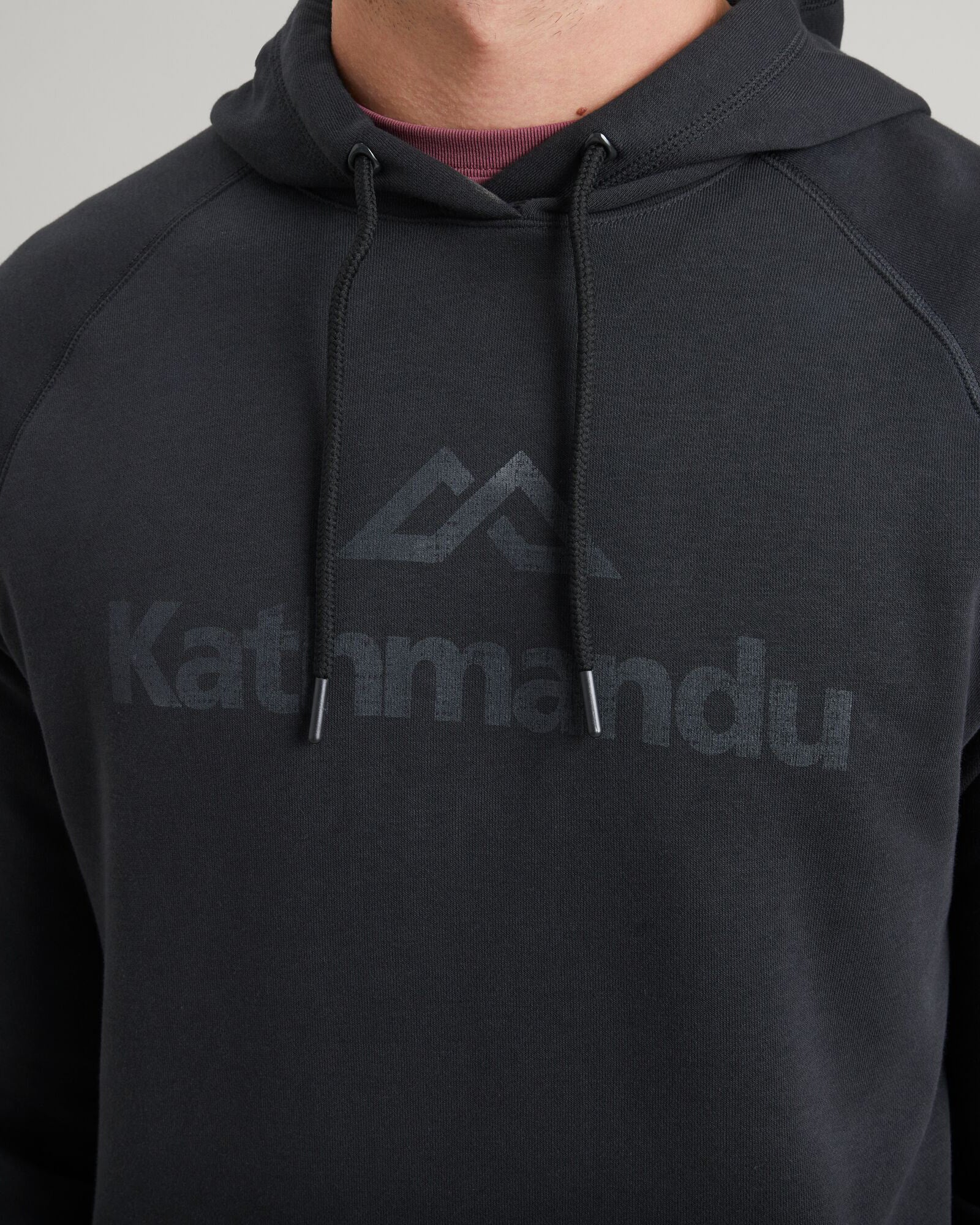 Kathmandu Logo Men's Fleece Hoodie - Black | Warm Winter Pullover for Outdoor Activities & Casual Wear