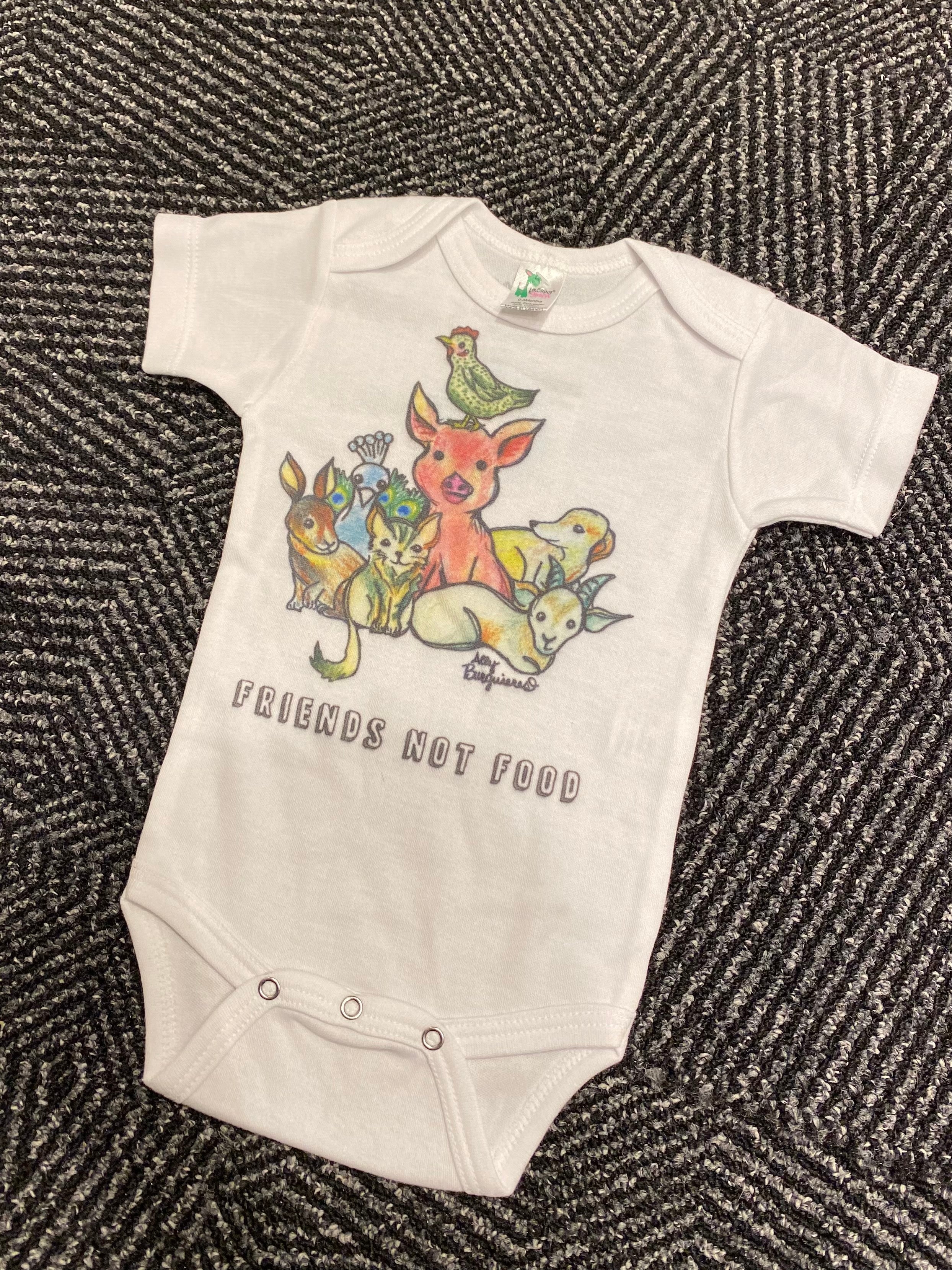 Friends Not Food Vegan Baby Onesie - Cute Animal Rights Bodysuit for Infants - Perfect for Animal Lovers & Eco-Friendly Parenting