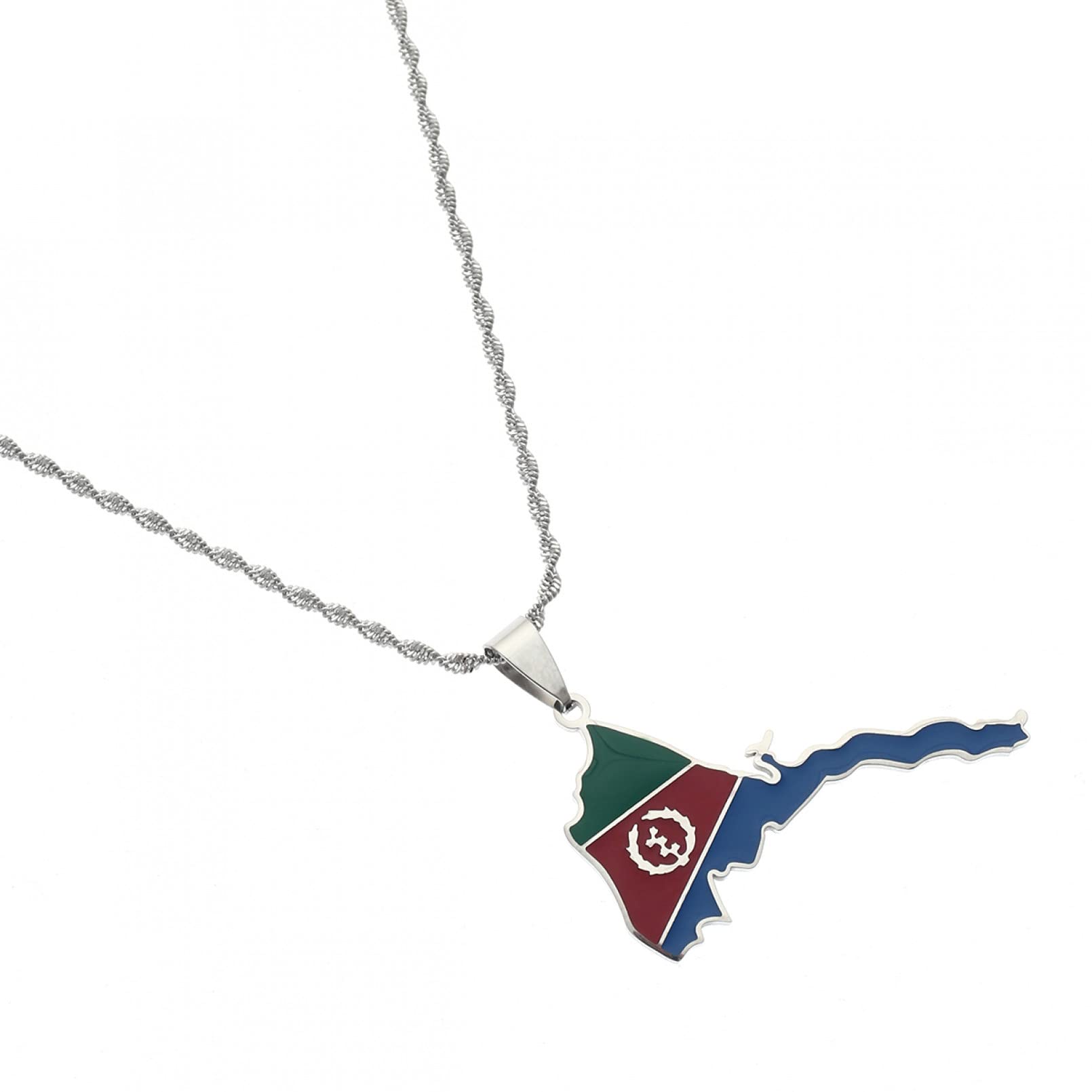 Stainless Steel Eritrea Map Flag Pendant Necklace for Women & Girls - Gold Color African Eritrean Jewelry - Perfect for Cultural Events, Gifts & Everyday Wear