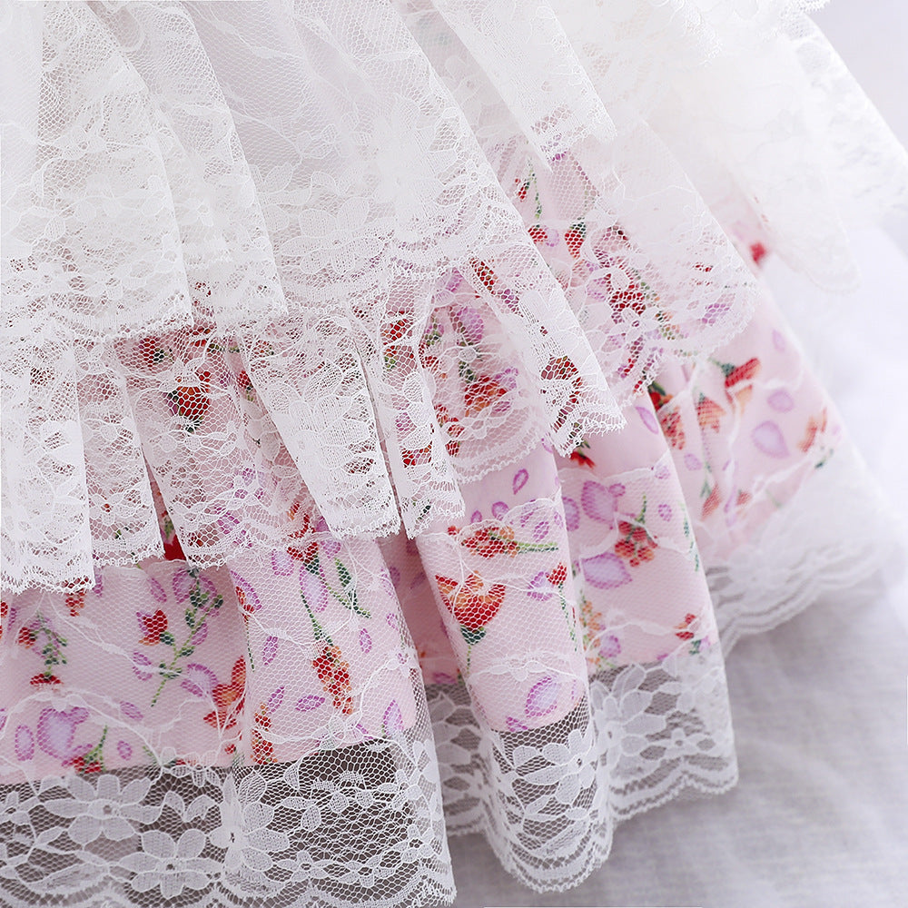 Elegant Baby Girl Birthday Party Dress - Toddler Lolita Lace Floral Princess Gown for Formal Occasions | Perfect for Birthday Celebrations, Photo Shoots & Special Events