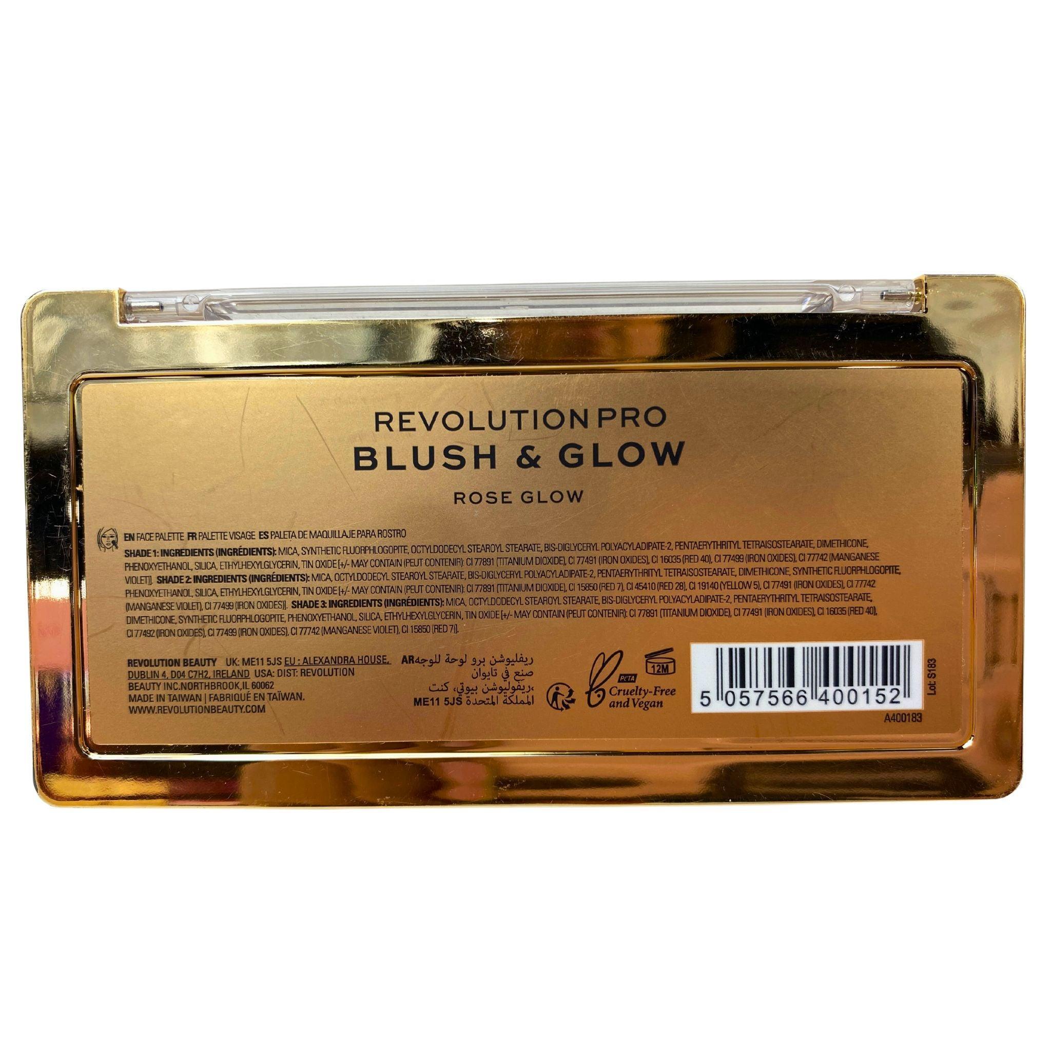 Revolution Pro Blush & Glow Blush & Highlight Palette - Rose Glow 3x0.1oz (30 Pcs Lot) | Creamy Pigmented Cheek Makeup for Natural Flush & Radiant Glow | Perfect for Everyday Wear, Date Night & Special Occasions