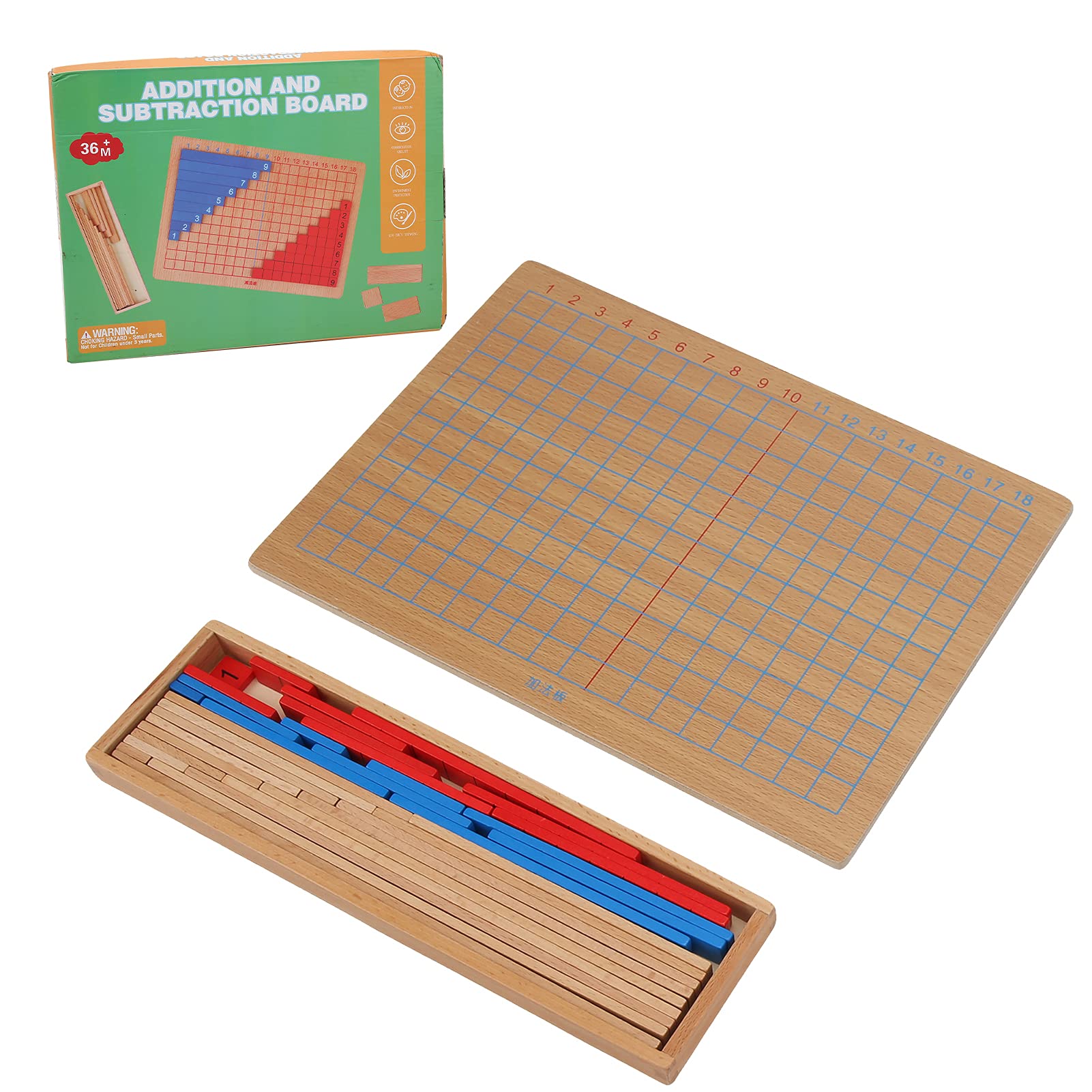 Montessori Math Toys for Kids - Wooden Counting Sticks & Number Board for Addition and Subtraction Learning - Perfect for Homeschooling, Classroom & Early Childhood Education