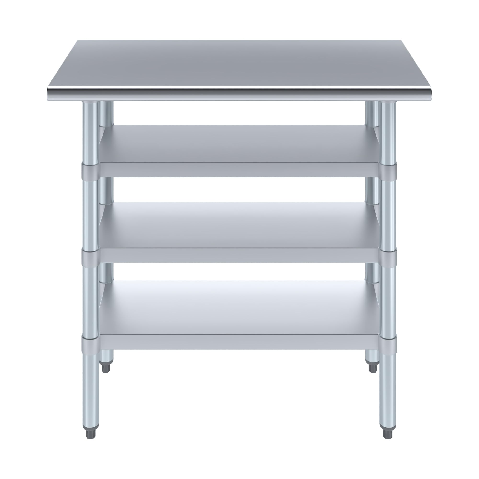AmGood Stainless Steel Work Table with 3 Shelves | Heavy Duty Metal Utility Table for Kitchen, Garage & Restaurant | NSF Certified Commercial & Residential Use | 36