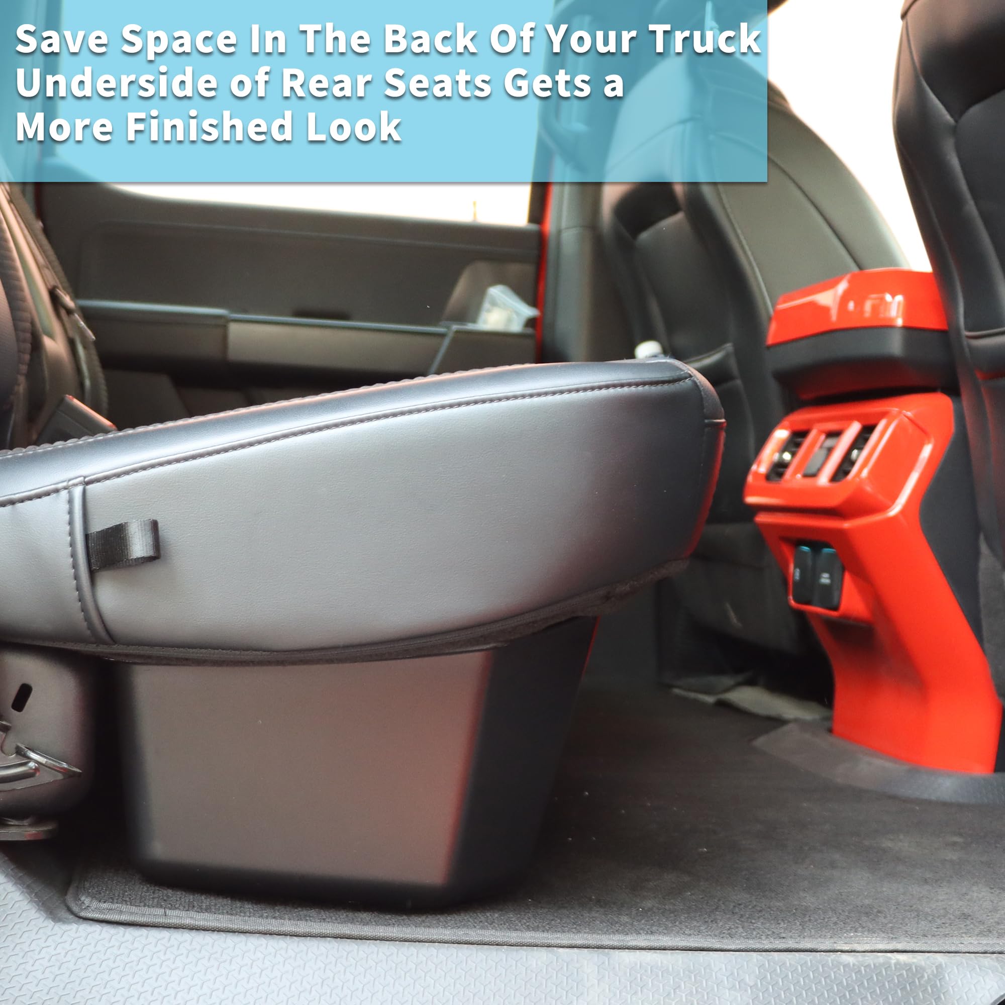 MONOKING Under Seat Storage Box for 2015-2024 Ford F150 & 2017-2024 F250 F350 F450 F550 Super Duty - Truck Organizer with Dividers | Perfect for Tools, Emergency Kits & Road Trip Essentials