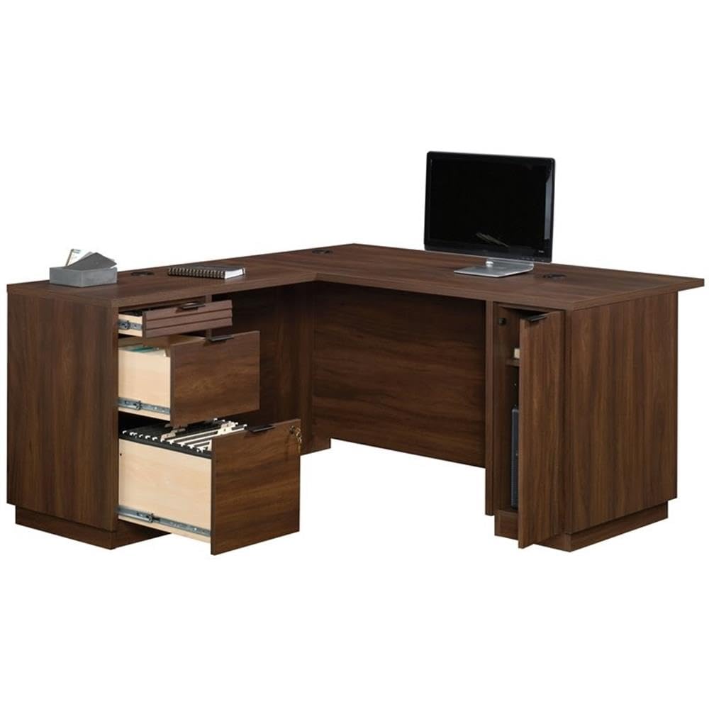 UrbanPro 60 Inch L-Shaped Wooden Computer Desk in Spiced Mahogany - Home Office Workstation for Gaming & Study | Modern Ergonomic Writing Desk for Small Spaces