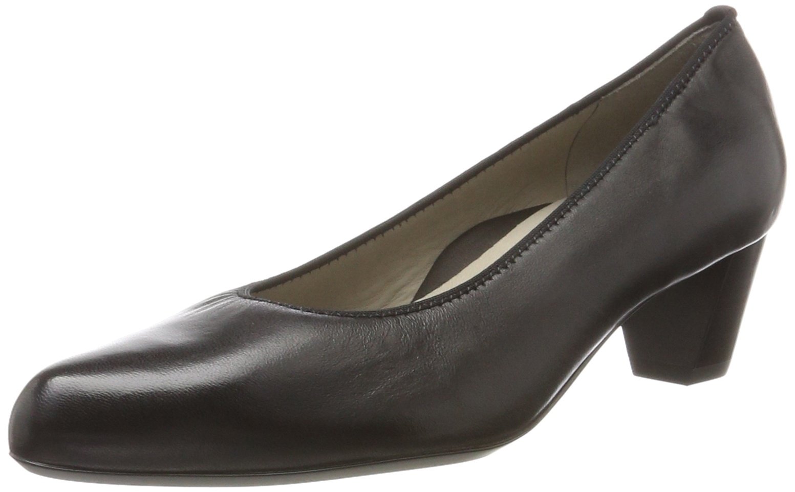 ARA Women's Leather Pumps - Black Wide Width Size 4.5 EU (US 7.5) - Comfortable Office Work Shoes for Professional Women