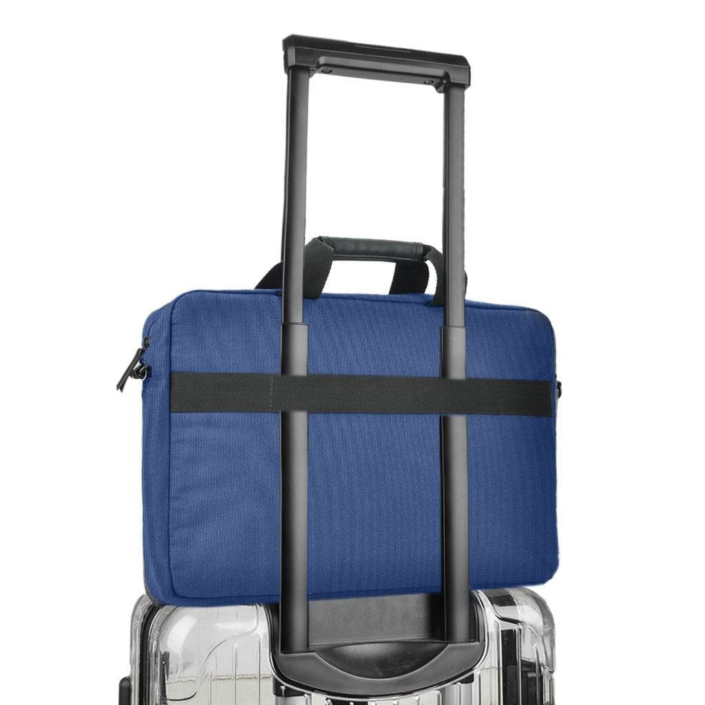 Evol 15.6 Inch Laptop Briefcase Shoulder Bag - Eco-Friendly Recycled Material Navy Blue - Perfect for Business Travel & Office Commute