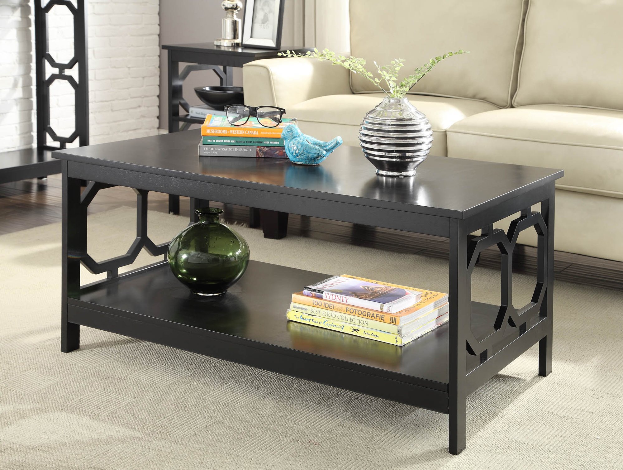 Convenience Concepts Omega Coffee Table - Modern Black End Table for Living Room, Perfect for Home Decor & Entertaining Guests