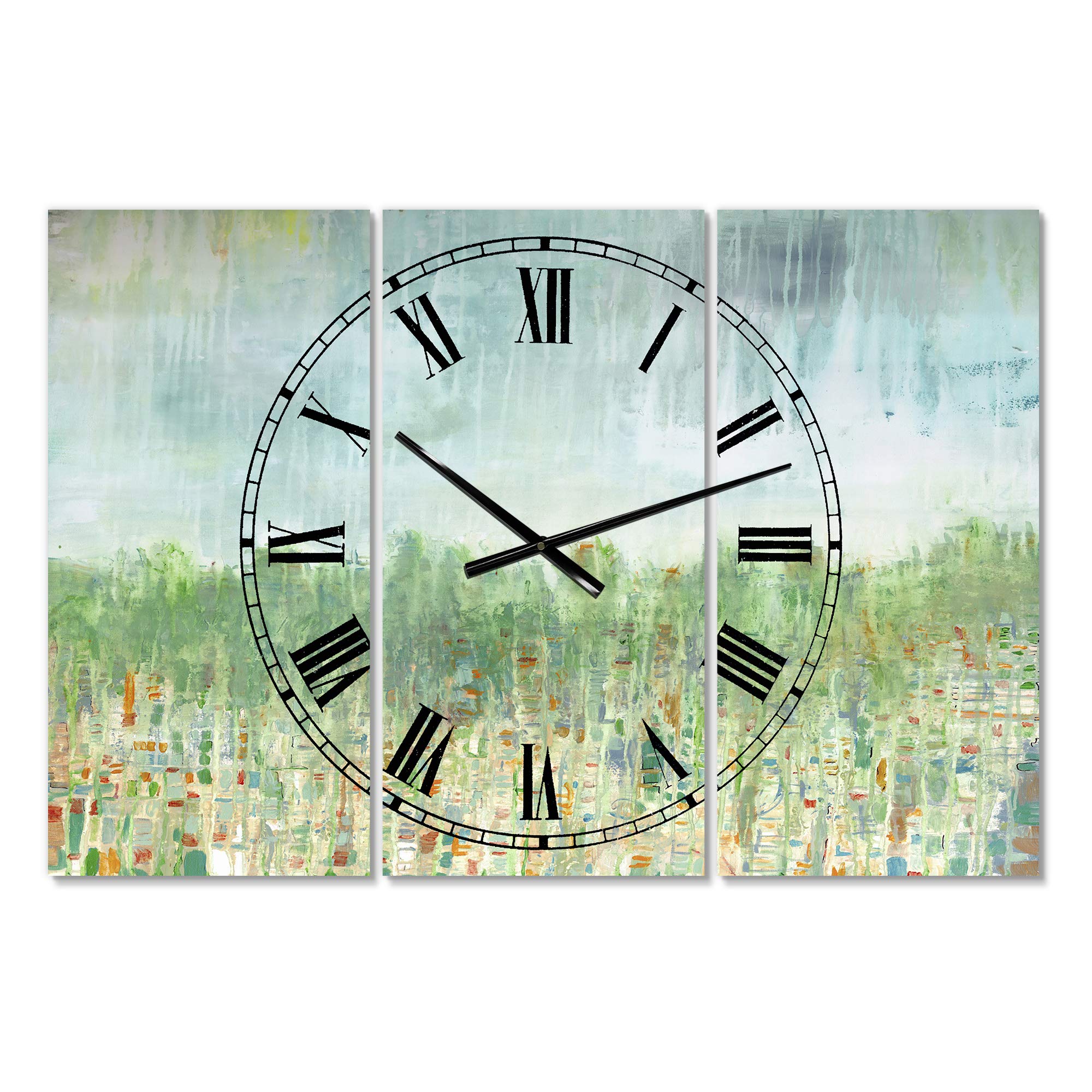 DesignQ Modern Wall Clock 'Hints of Autumn' - 12 Inch Round Green Wall Clock for Home & Office Decor - Perfect for Living Room, Bedroom, Kitchen and Workspace