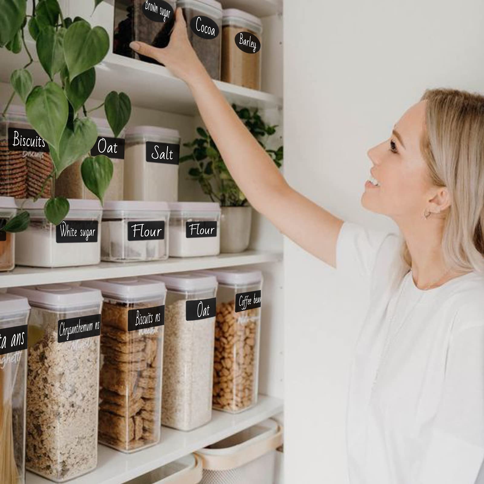 Reusable Chalkboard Labels (120 Pcs) with Liquid Erasable Pen - Removable Waterproof Stickers for Storage Bins, Mason Jars, Bottles & Pantry Organization - Perfect for Home, Office & Classroom Use