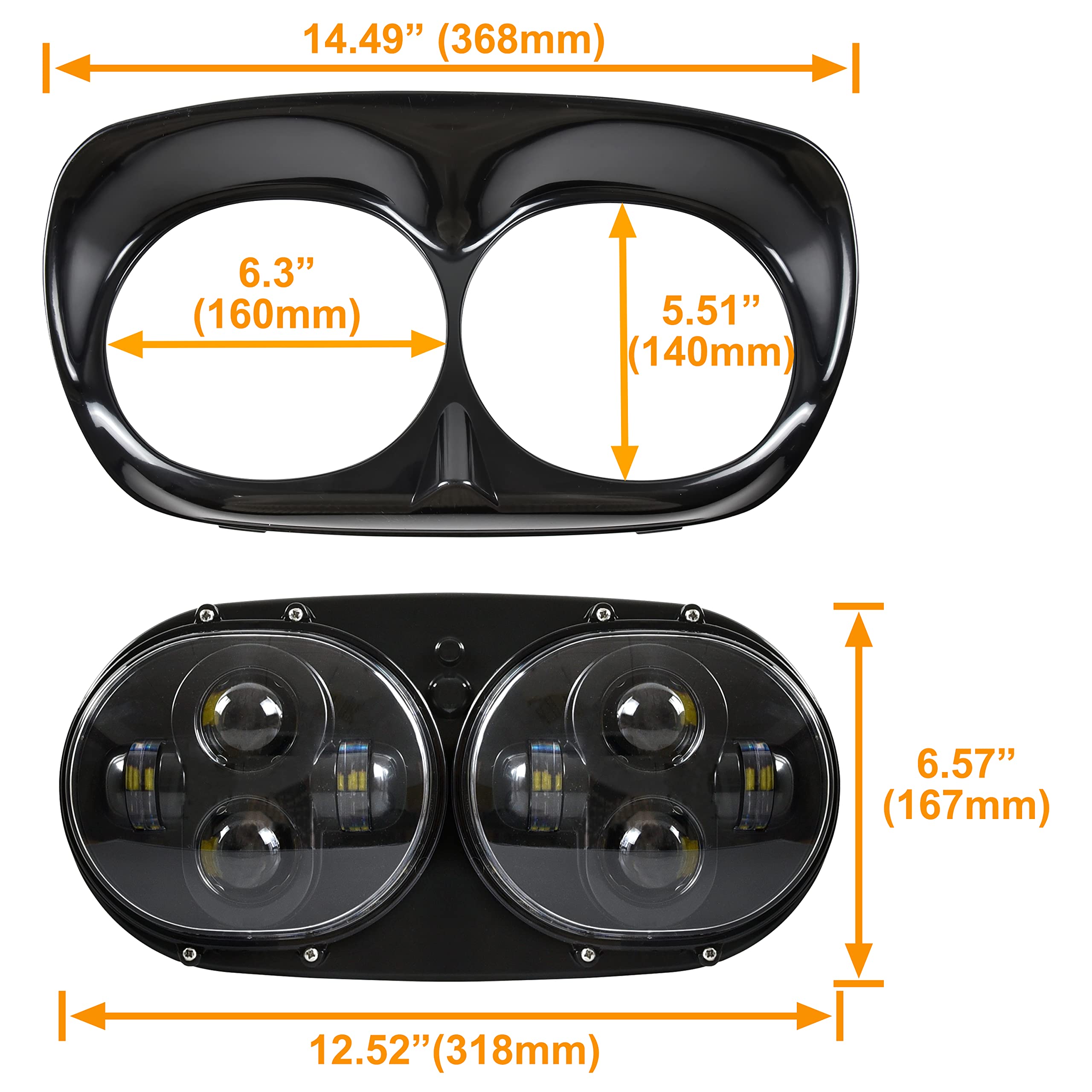 High-Performance Dual LED Headlight Kit for Harley Road Glide 2004-2013 - Bright H4 LED Headlamp with High/Low Beam - Direct Replacement for Road Glide 04-13 Models - Perfect for Night Riding & Enhanced Visibility