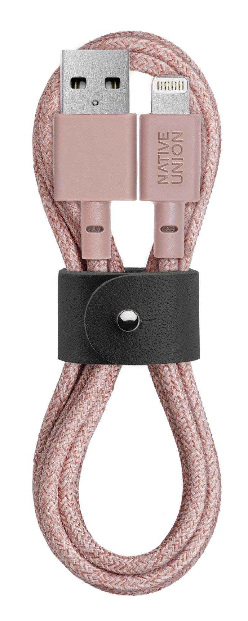 Native Union iPhone 11 Pro Max Case & Charging Cable Bundle - Rose Gold Marquetry Clic Case + 4ft Ultra-Strong Reinforced Lightning to USB Cable | Perfect for Travel, Office & Everyday Protection
