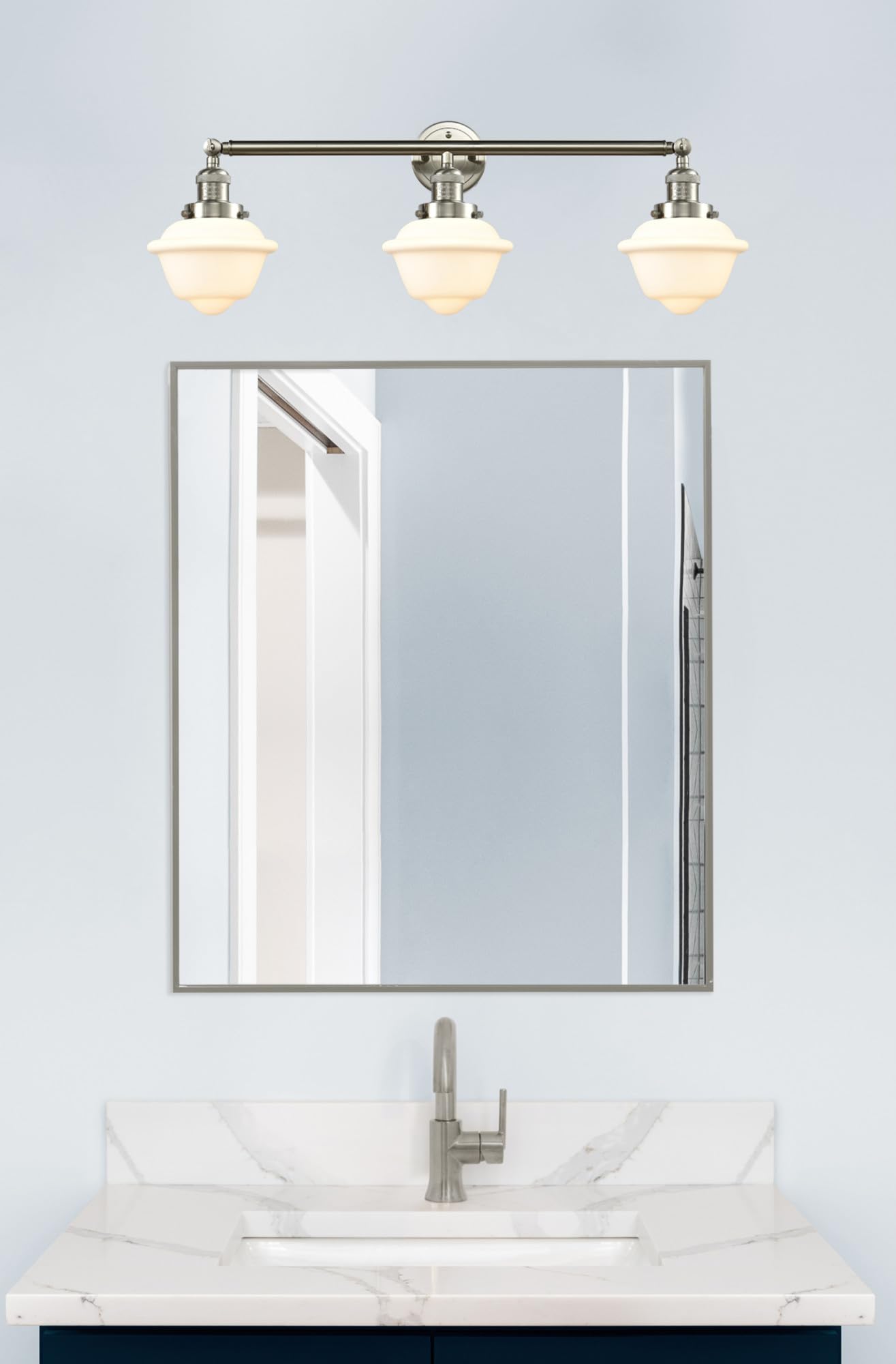 Franklin Restoration Collection 3-Light Bathroom Vanity Fixture in Bronze - Perfect for Modern Bathrooms, Powder Rooms & Home Renovations