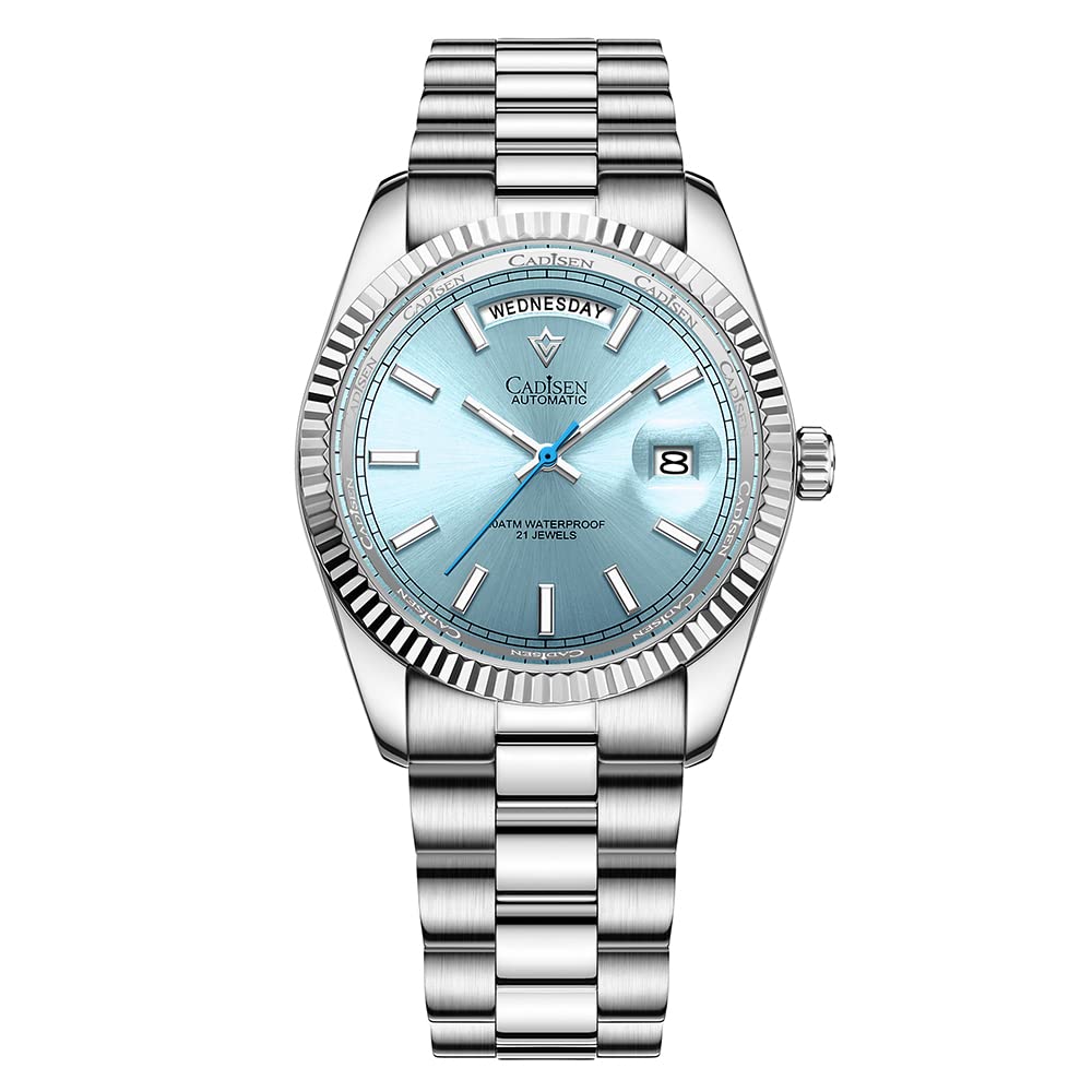 CADISEN Men's Automatic Watch - Sapphire Crystal Luxury Mechanical Wristwatch, Stainless Steel Waterproof Dress Watch for Business & Casual Wear | Perfect for Office, Dating & Formal Events