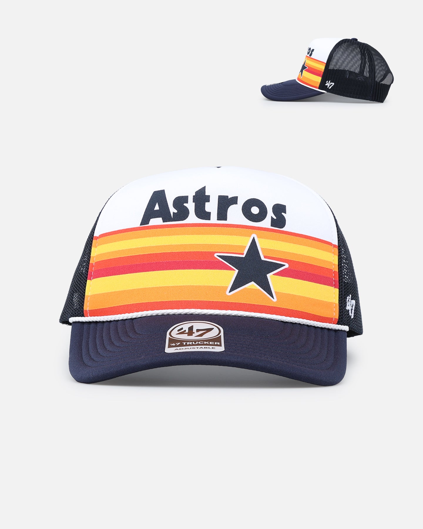 Houston Astros '47 Brand Navy Foam Trucker Snapback Hat - Official MLB Baseball Cap for Men & Women - Perfect for Games, Tailgating & Casual Wear