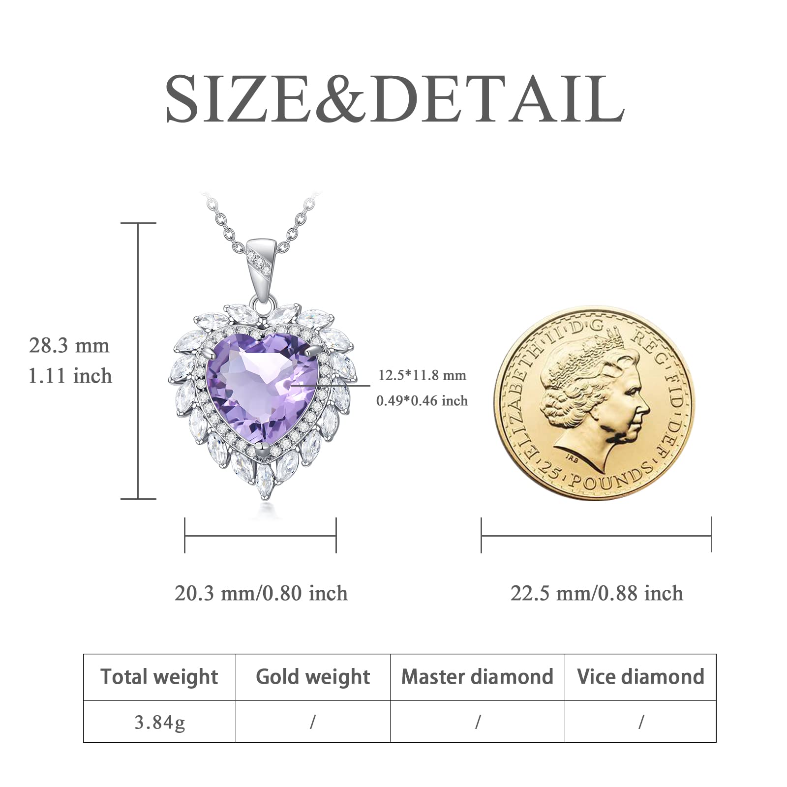 Natural Amethyst Necklace for Women - 925 Sterling Silver Purple Crystal Pendant Jewelry | Elegant Engagement, Wedding & Anniversary Gift | Perfect for Spiritual Healing, Meditation & Special Occasions