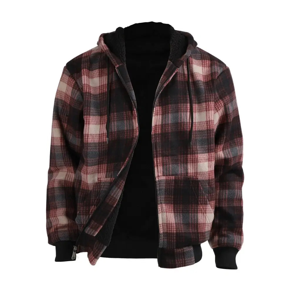 Men's Plaid Sherpa Lined Sweatshirt - Warm Flannel Shirt Jacket for Winter, Cozy Fleece-Lined Pullover for Outdoor Activities & Casual Wear