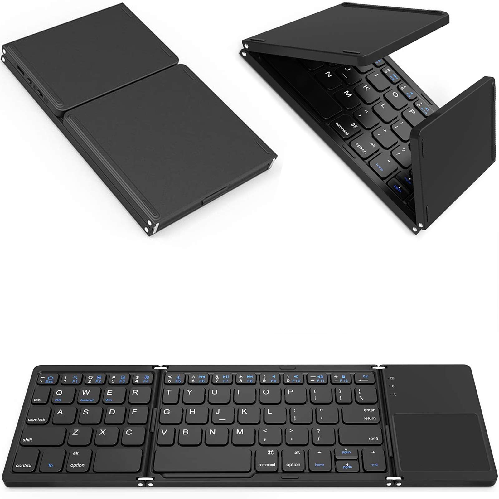 Foldable Bluetooth Keyboard for Dell Venue 8 Pro - Dual Mode Wireless & USB Wired Mini Keyboard with Touchpad Mouse - Portable for Travel, Office & Home Use