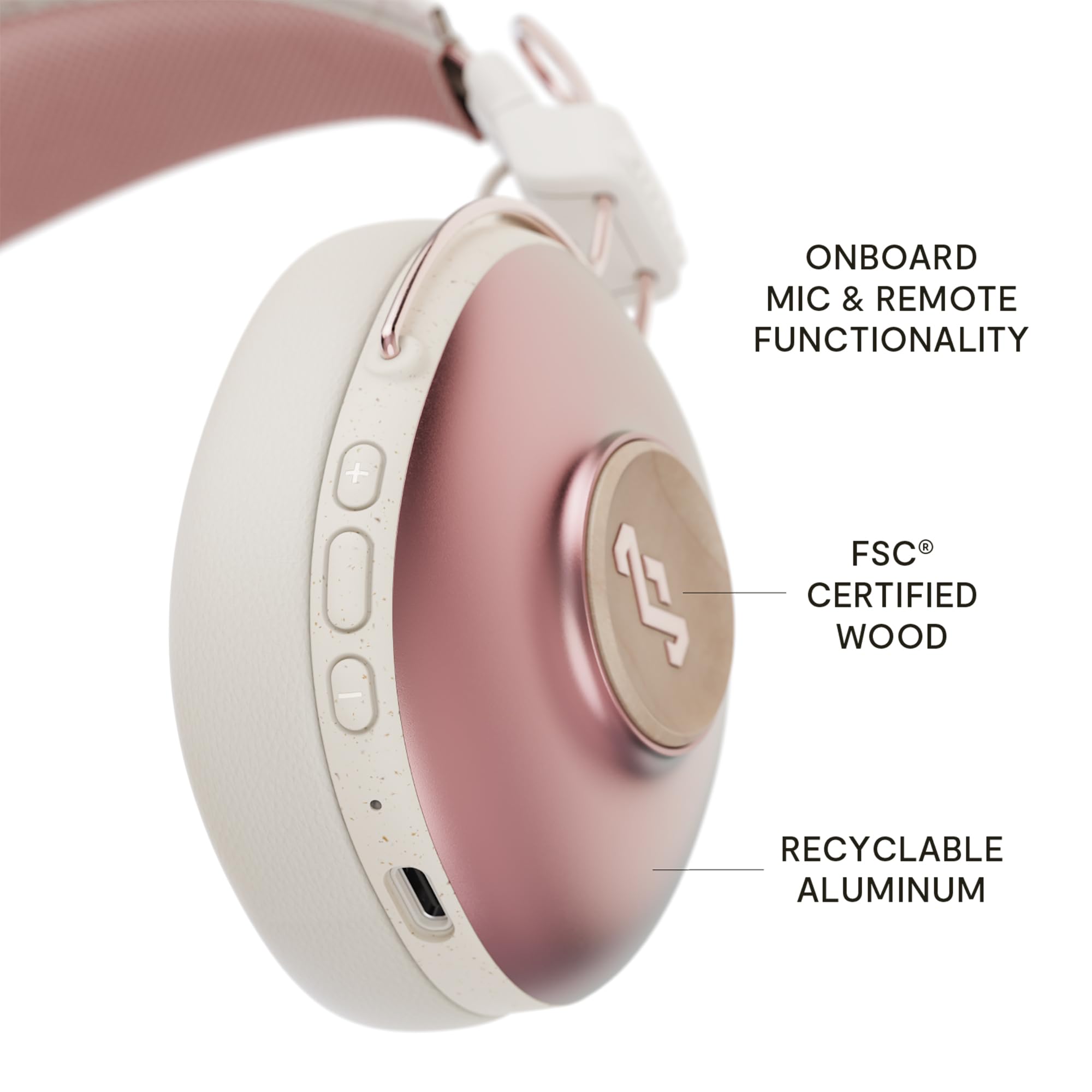 House of Marley Positive Vibration Over-Ear Wireless Bluetooth Headphones - 34 Hours Playtime, Built-in Mic, Noise Isolation, Eco-Friendly Materials (Copper) - Perfect for Travel, Workouts & Home Listening