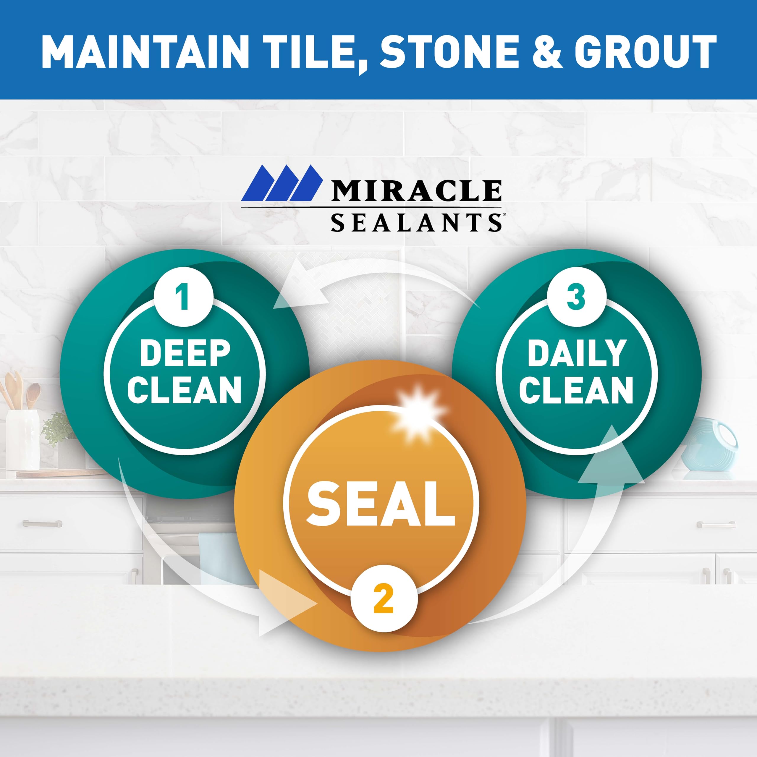 Miracle Sealants TSC4GAL Tile & Stone Cleaner Concentrate - 1 Gallon Heavy-Duty Cleaner for Ceramic, Porcelain & Natural Stone - Perfect for Bathroom, Kitchen & Floor Cleaning