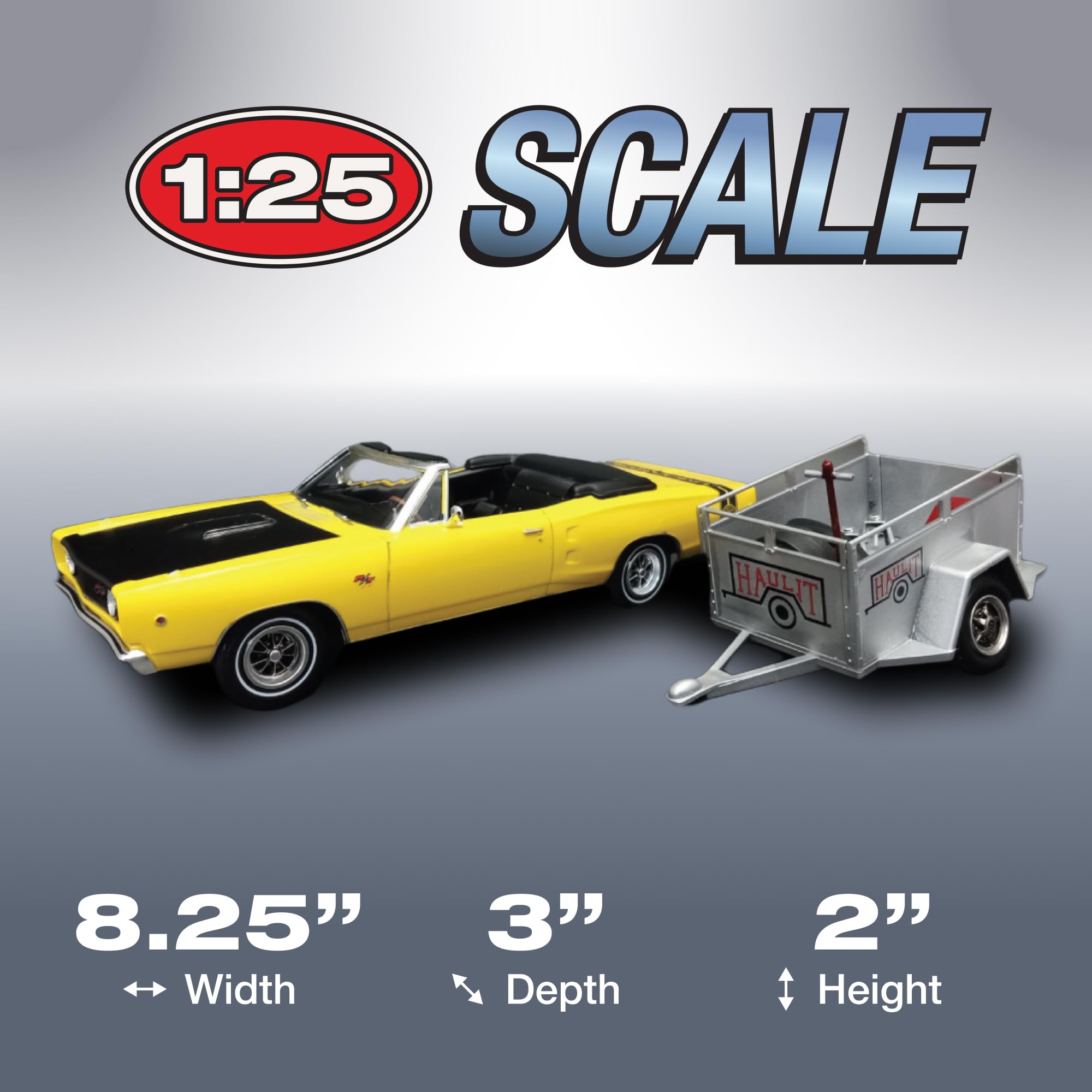 1968 Dodge Coronet Convertible with Trailer 1:25 Scale Model Kit - MPC Classic Car Model for Collectors & Hobbyists - Perfect for Display, Gifts & DIY Projects
