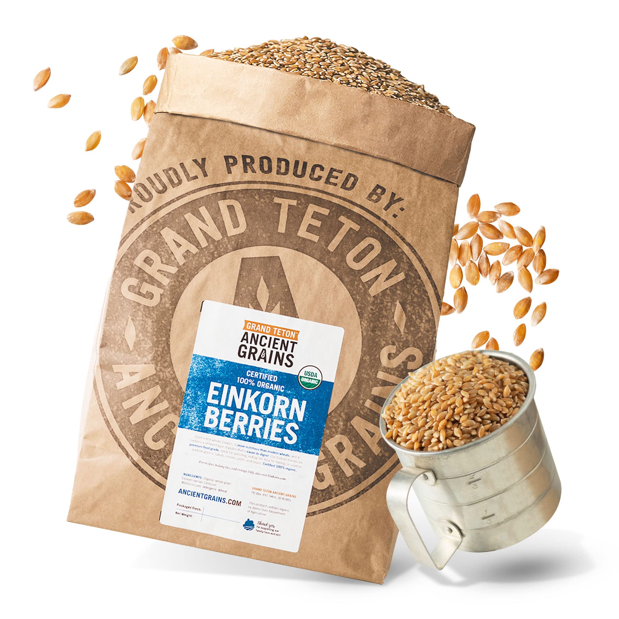 100% Organic Einkorn Berries & Farro Piccolo - Premium Ancient Grains for Milling Flour, Baking Bread, Cooking Pilafs & Soups | 25 lbs Bulk | Perfect for Healthy Homemade Recipes & Artisan Baking