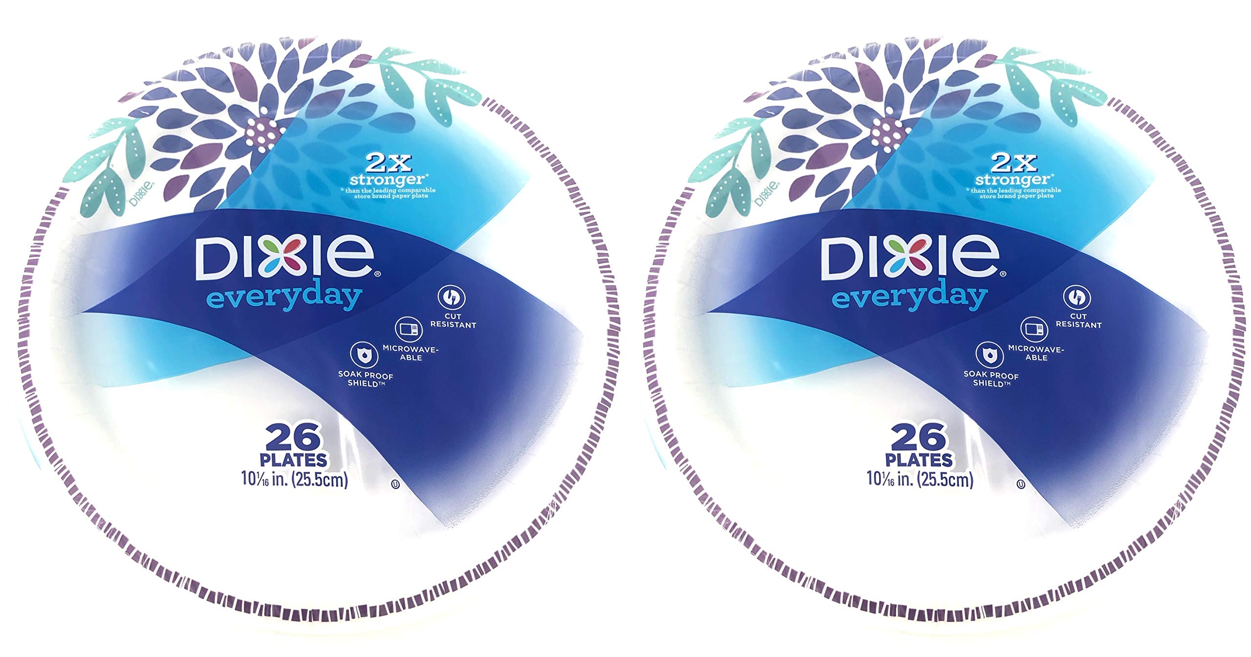 Dixie Everyday Disposable Paper Plates 10 1/6 Inch - 26 Count Dinner Plates (Pack of 2) - Perfect for Parties, BBQs, Picnics & Family Gatherings