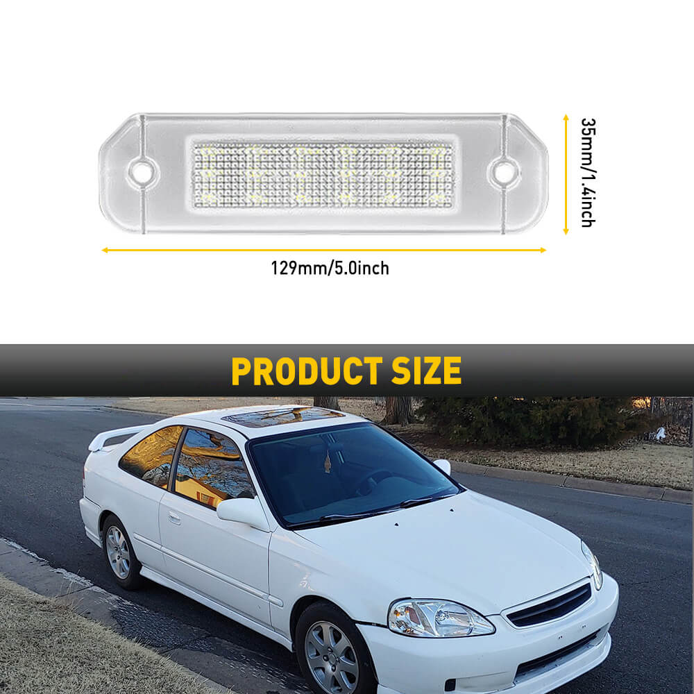 LED License Plate Lights for Honda Civic 92-00 Models - Xenon White Tag Light Assembly - Perfect for Night Driving & Enhanced Visibility