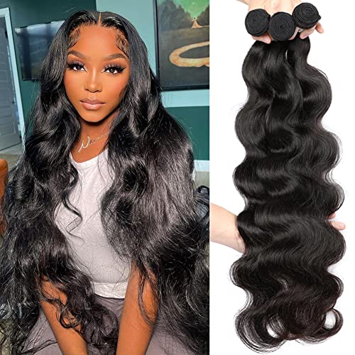 Brazilian Virgin Remy Human Hair Extensions - 3 Bundles Body Wave (18/20/22 Inch) for Women | Natural Color, Soft & Tangle-Free | Perfect for Daily Styling, Parties & Special Occasions
