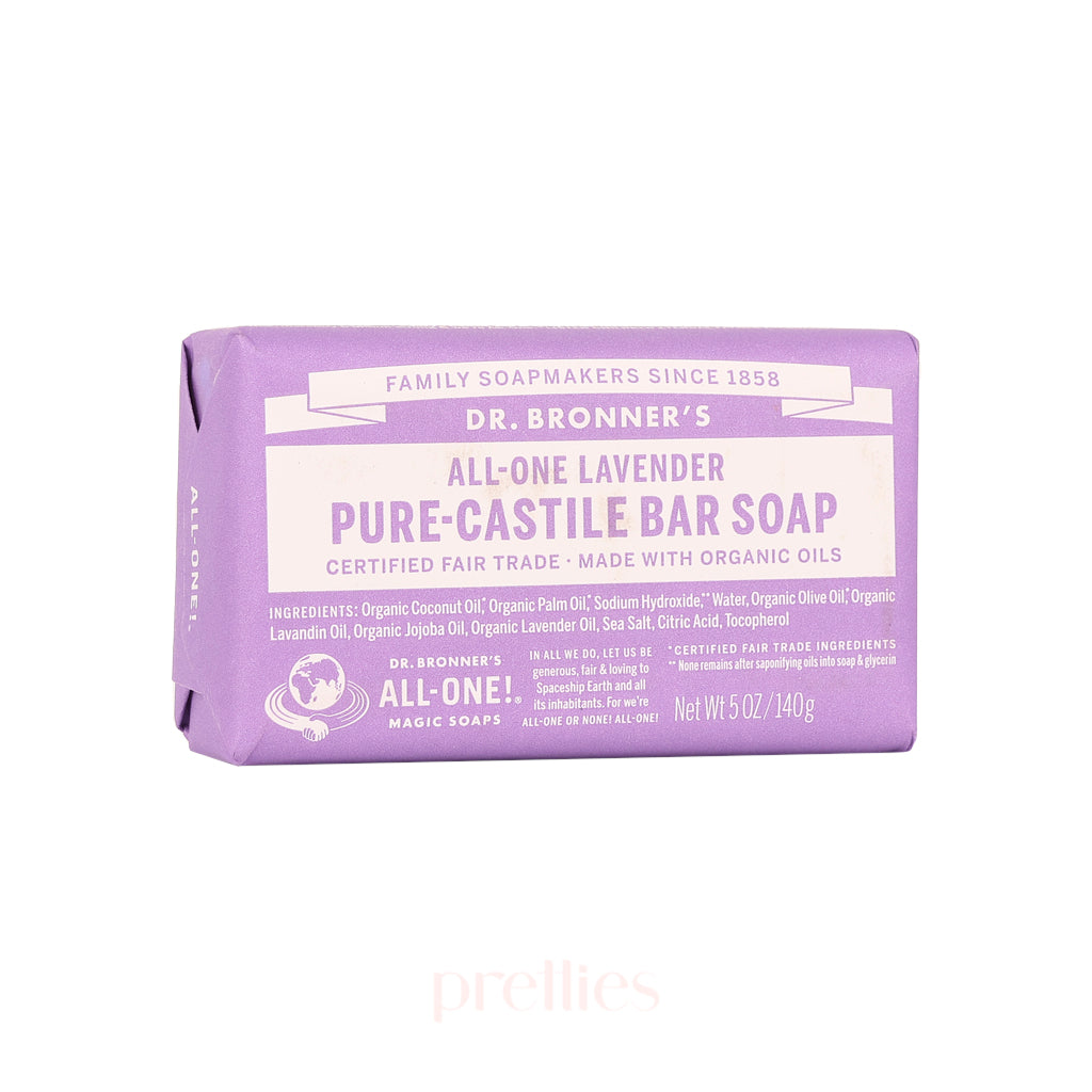 Dr. Bronner's Organic Lavender Bar Soap - 140g, All-in-One, USDA Certified, Vegan & Cruelty-Free - Perfect for Sensitive Skin, Daily Cleansing & Aromatherapy