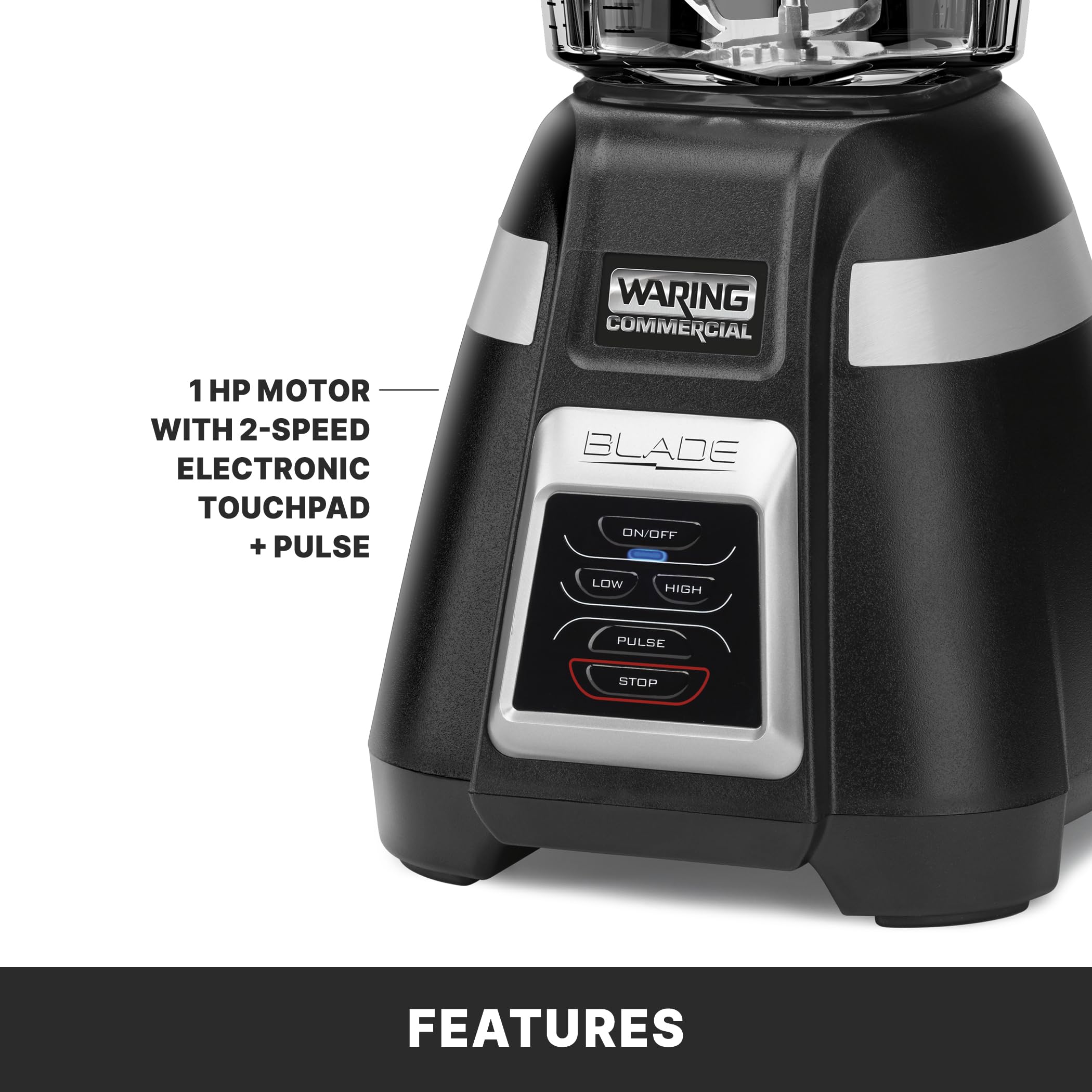 Waring Commercial BB320 1 HP High Performance Blender with Pulse Feature, 48 oz BPA-Free Copolyester Container, 120V Black - Perfect for Smoothies, Soups & Professional Kitchen Use