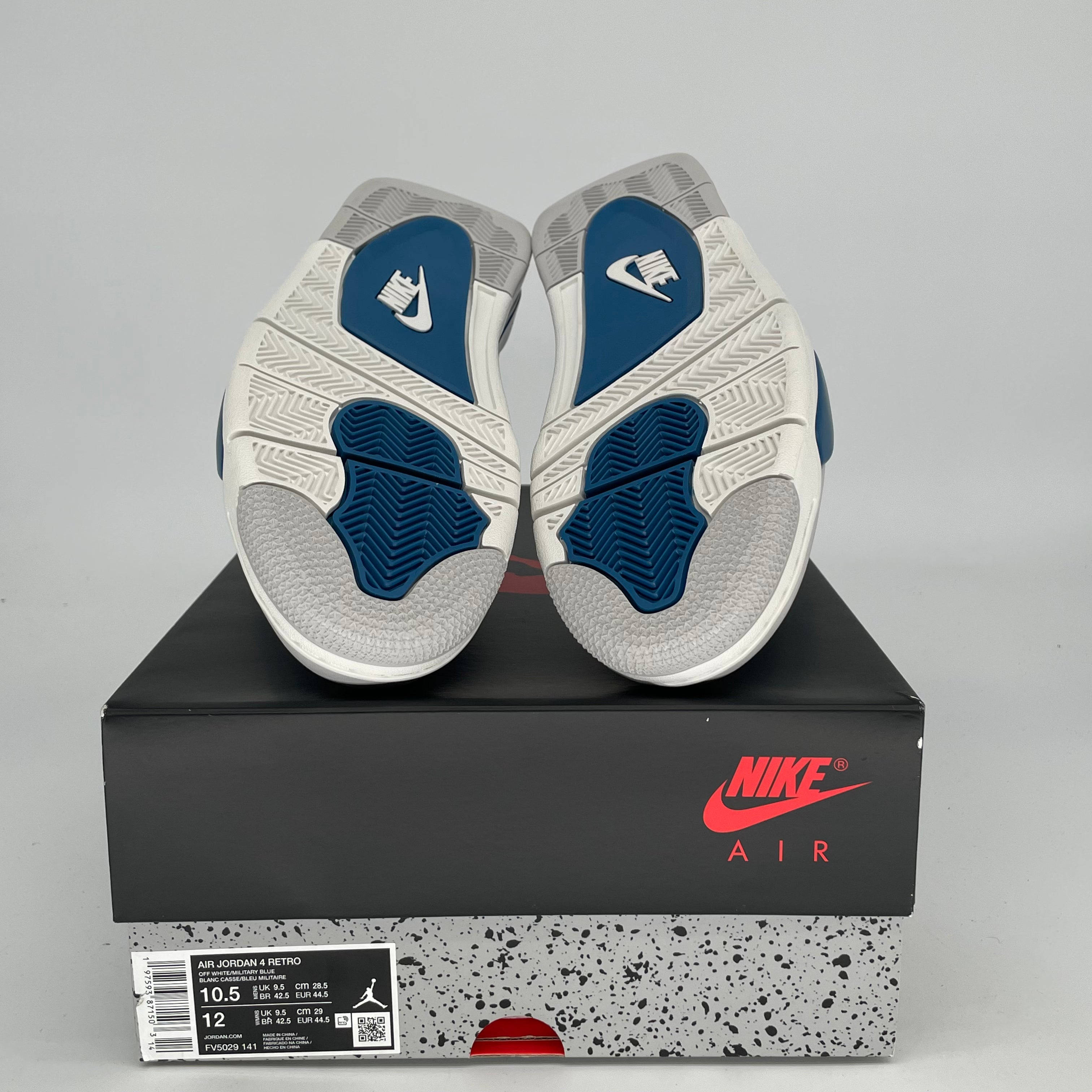 Original Air Jordan 4 Retro 'Military Blue' Men's Basketball Shoes - Size 10.5 / Women's 12 (FV5029-141) | Classic Sneakers for Streetwear & Sports Performance