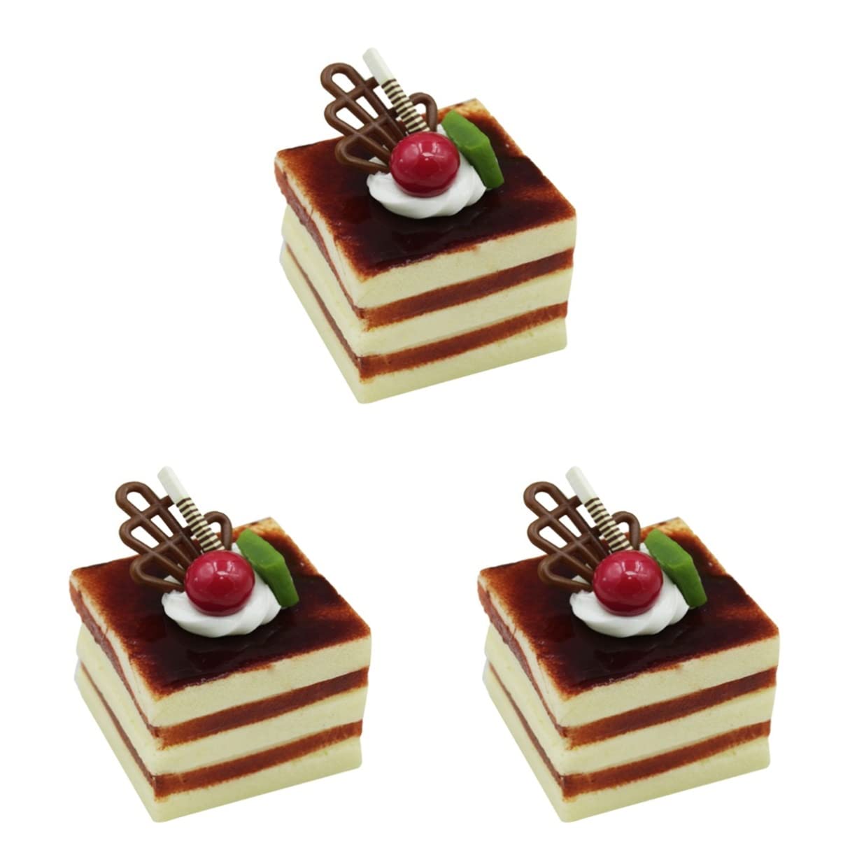 Bestoyard 3-Piece Realistic Artificial Fake Cake Set - Lifelike Simulation Food Toy for Dessert Display, Photography Props & Home Decor