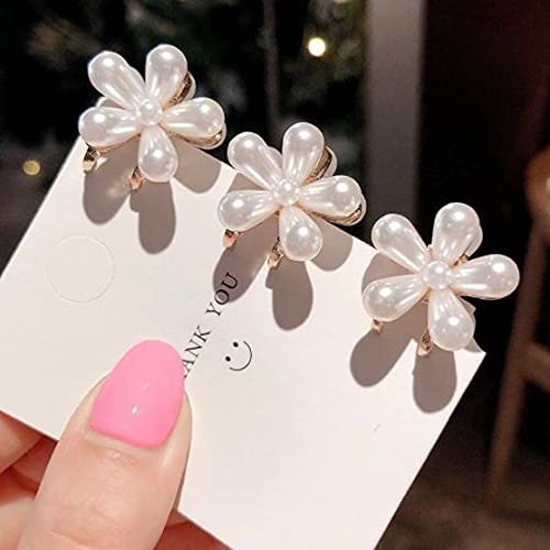 Elegant Geometric Hollow Hair Clips for Women - Korean Style Pearl Metal Barrettes & Claw Clamps, 5-Piece Combo Set - Perfect for Parties, Weddings & Everyday Hairstyling