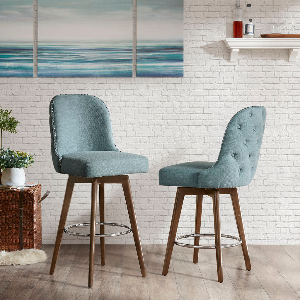 Swivel Counter Stool with Adjustable Height - Modern Bar Stools for Kitchen Island, Breakfast Nook & Home Bar - Comfortable 360° Rotating Seat for Dining & Entertaining