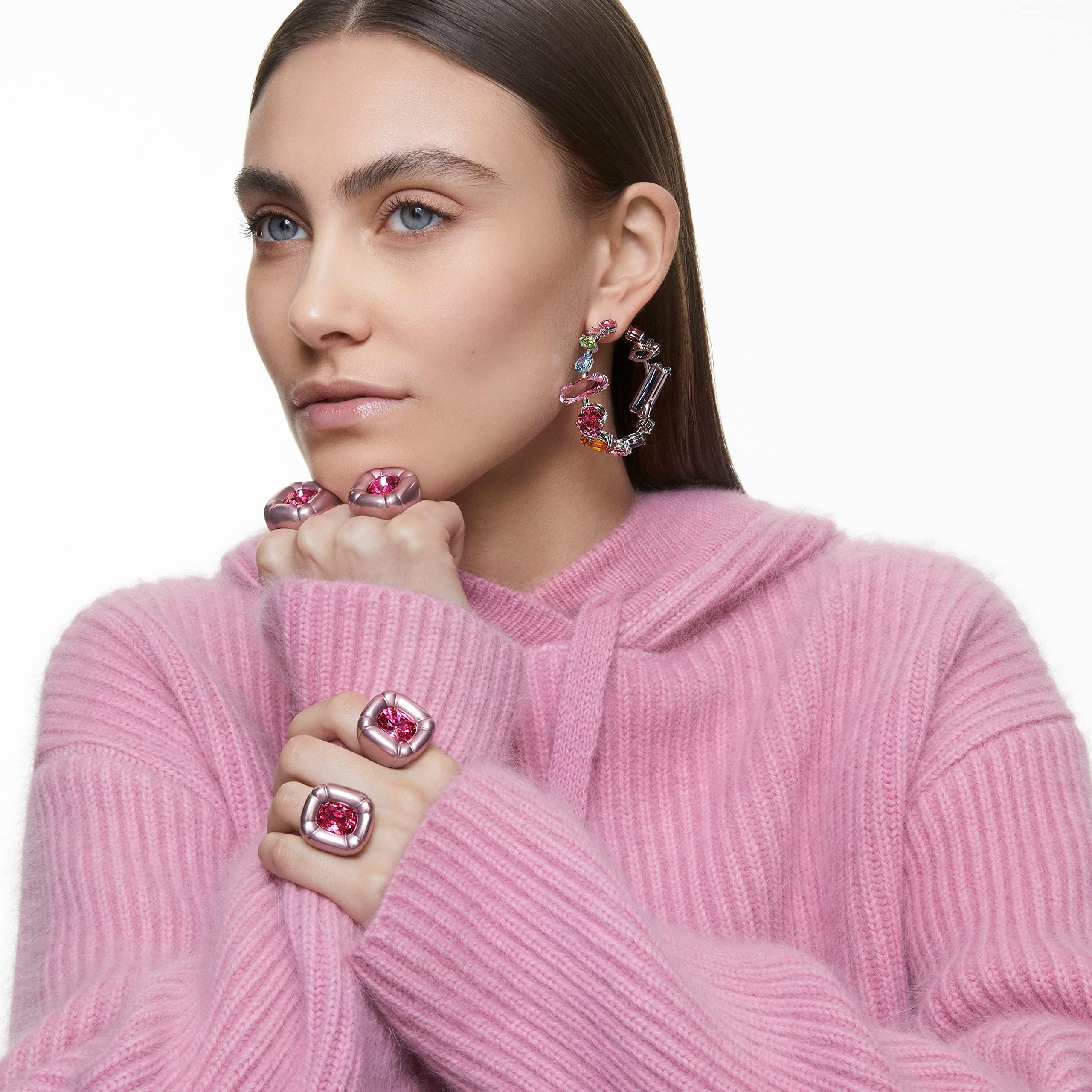 Swarovski Dulcis Cocktail Ring with Pink Crystals - Elegant Jewelry for Women | Perfect for Parties, Weddings & Special Occasions
