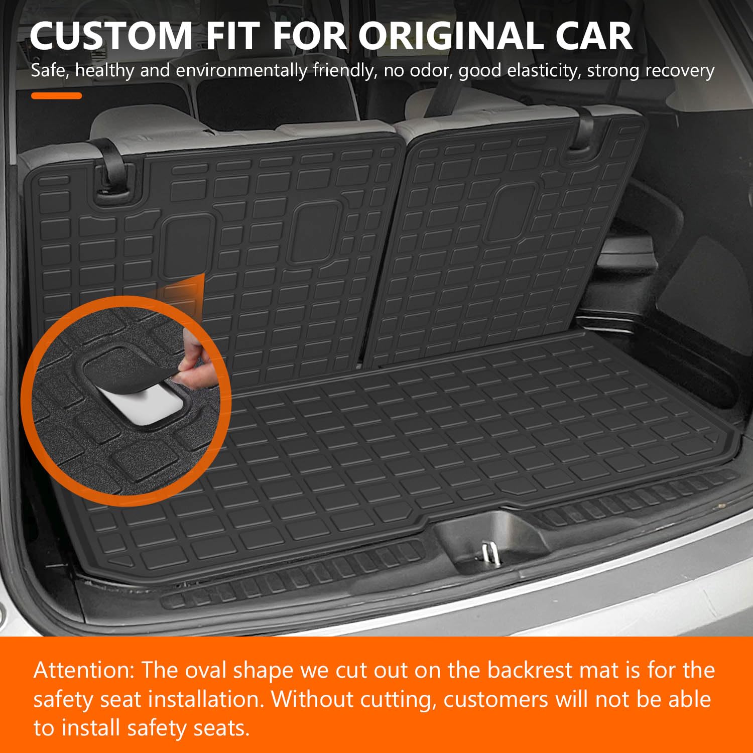 Custom Fit 2016-2022 Honda Pilot Cargo Liner & Floor Mats Set - 8 Seats Trunk Mat with Backrest Protector + All-Weather Floor Mats - Durable Non-Slip Car Accessories for SUV Interior Protection (Perfect for Road Trips, Camping & Family Travel)