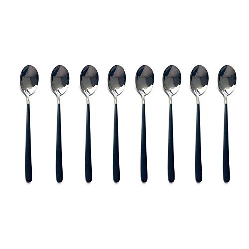 Black Silver Dessert Spoon 8p