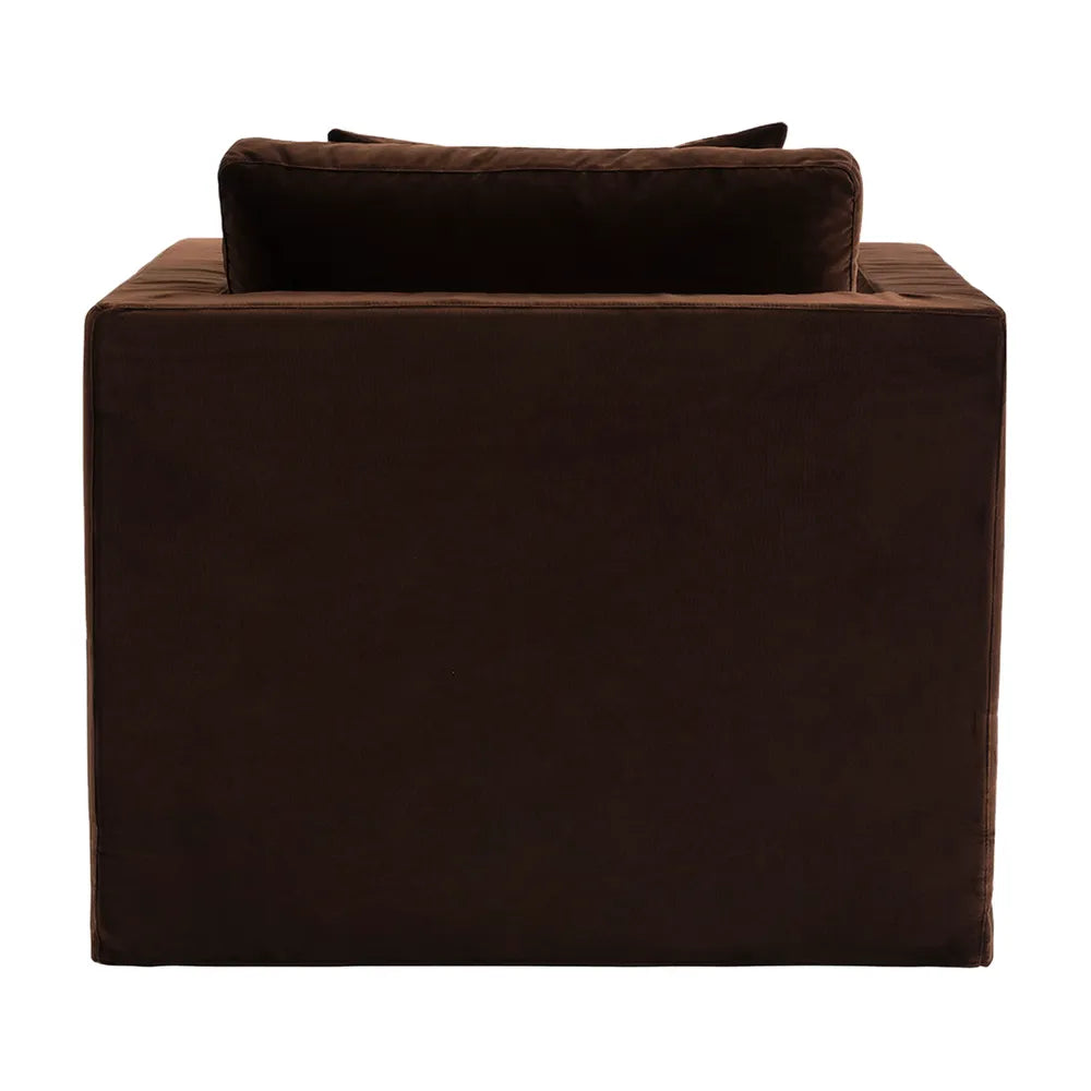Berkshire Slip Cover Arm Chair - Dark Chocolate Velvet Upholstered Living Room Accent Chair | Perfect for Home Office, Reading Nook & Cozy Lounge Spaces