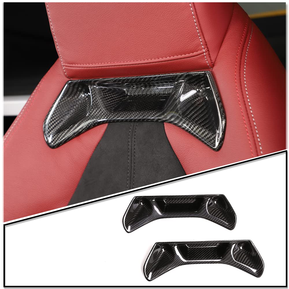 Real Carbon Fiber Seat Back Trim Cover for Toyota Supra GR A90 A91 MK5 2019-2022 | Interior Seat Protector & Decorative Frame Cover (2PCS, Carbon Fiber Pattern) | Perfect for Car Enthusiasts & Customization