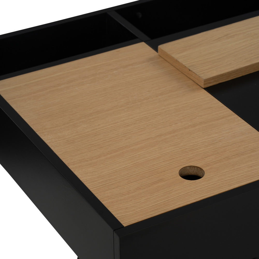 MORSE 140cm Study Desk - Black & Oak Finish, Modern Home Office Desk for Students & Professionals, Perfect for Small Spaces & Dorm Rooms