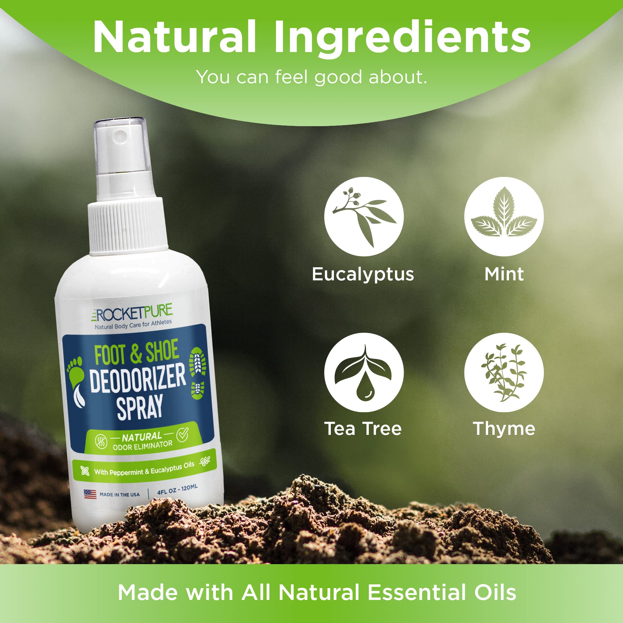 Natural Shoe Deodorizer Spray Bundle - Foot Spray & Shoe Odor Eliminator for Men & Women - Mint & Lemon Scented Freshener - Perfect for Gym Shoes, Work Boots & Daily Foot Care