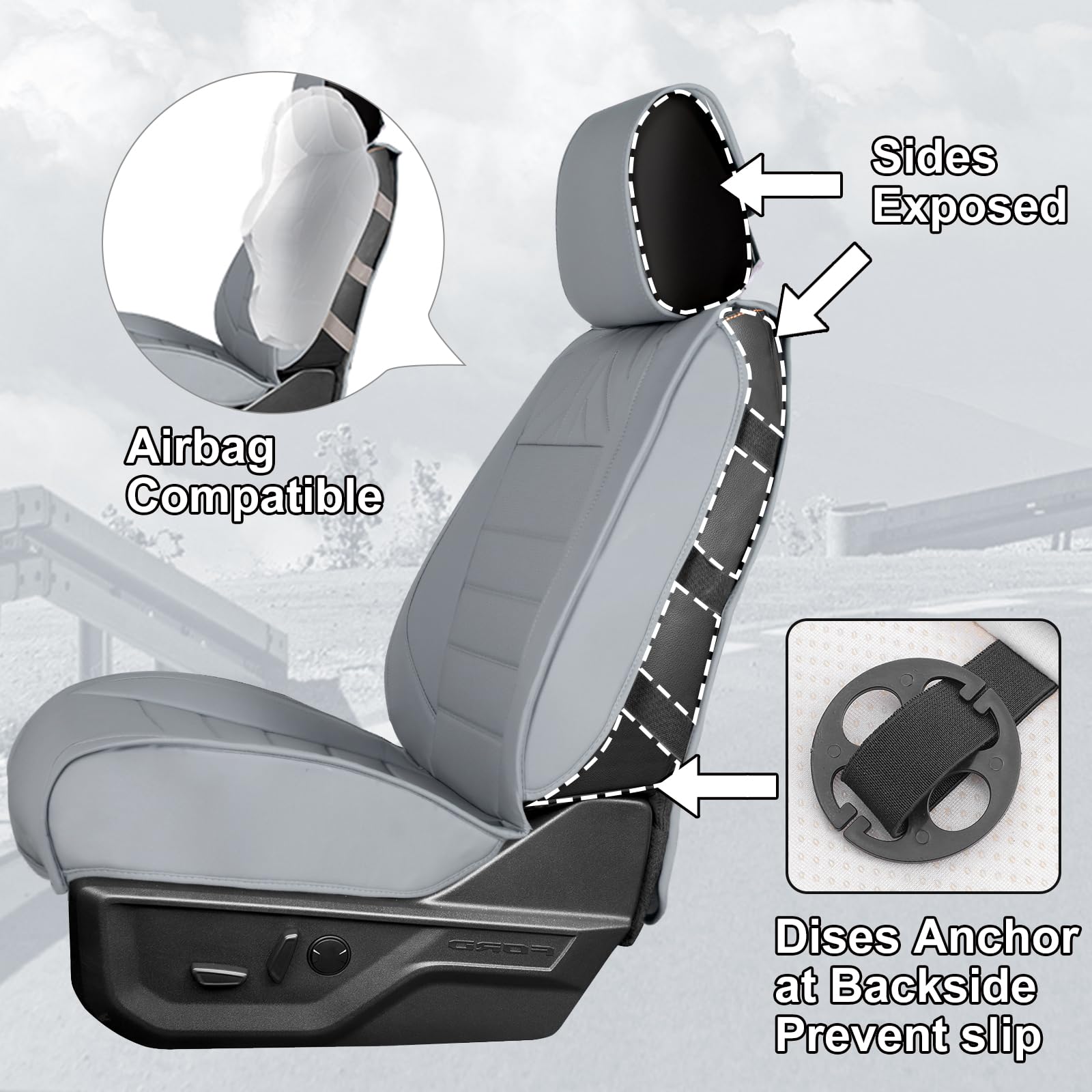 WEIZE Universal Full Set Leather Car Seat Covers - Waterproof Auto Seat Protector for Front & Back Seats | Fits Most Vehicles | Grey | Perfect for Daily Commute, Road Trips & Car Interior Protection
