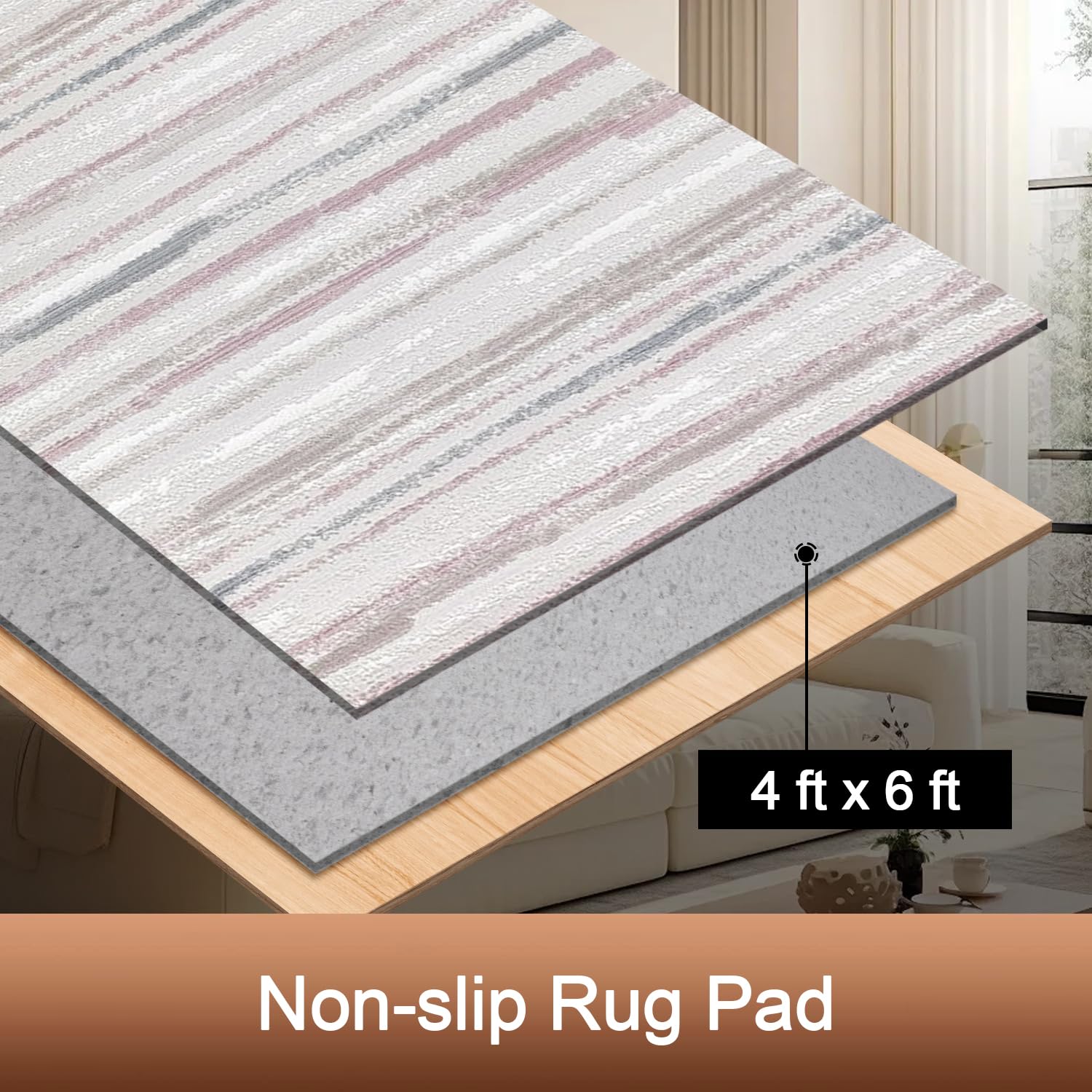 4x6 Felt Rug Pad - Non-Slip Rug Cushion for Hardwood Floors & Area Rugs | Anti-Fatigue Soft Padding for Carpets | Perfect for Living Room, Bedroom & Office Use