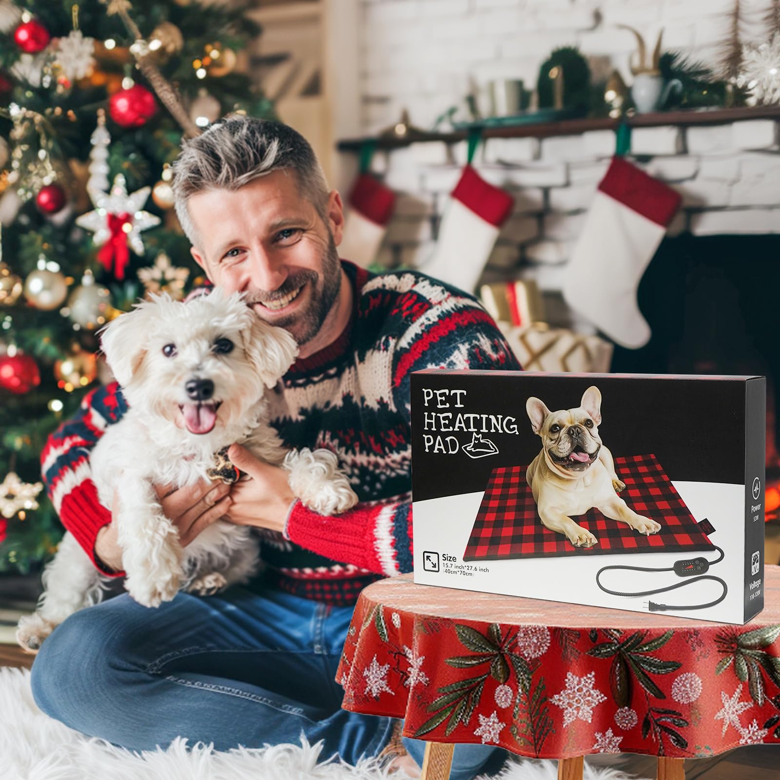 Waterproof Heated Dog Bed - Adjustable Temp & Timer for Small/Medium Pets - Indoor & Outdoor Use