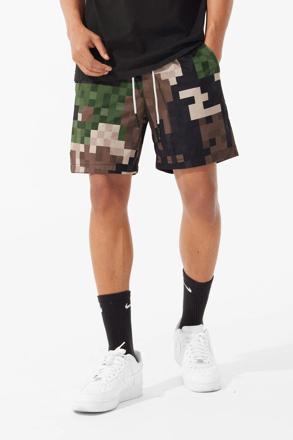 Jordan Craig RETRO IBIZA LOUNGE SHORTS - Digital Woodland Camo Print Men's Athletic Shorts for Gym, Running & Casual Wear