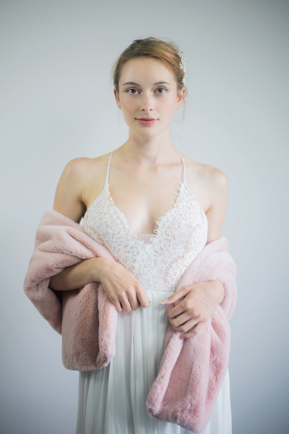 Pink Double-Sided Fur Shawl - Soft & Luxurious Wrap for Women (Jenny Pin05) - Perfect for Winter, Parties & Special Occasions