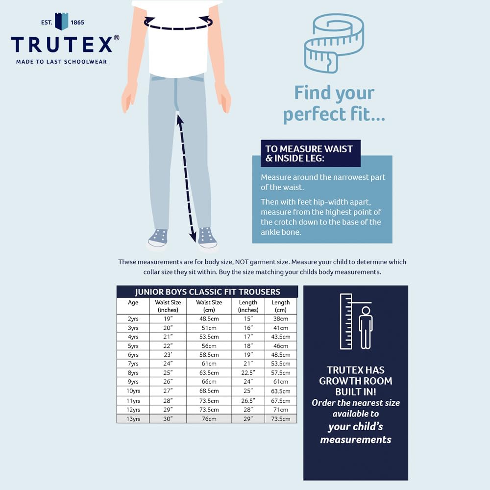 Trutex Junior Boys' School Uniform Pants - Straight Leg Durable Trousers for Ages 3-12 Years - Perfect for Classroom, Daily Wear & School Activities